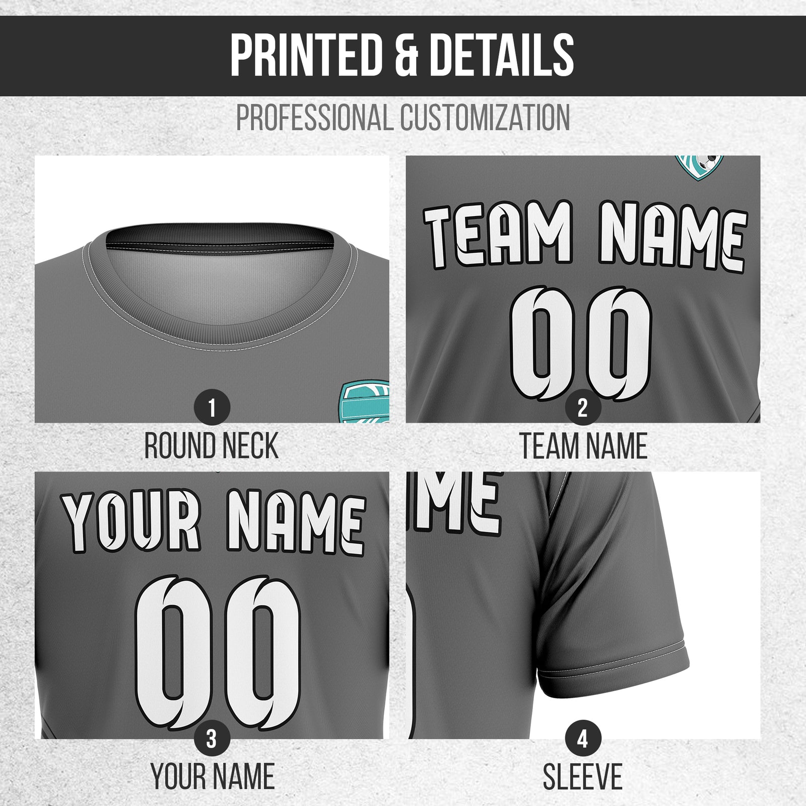 Custom Soccer R Stripes SurgeLine Dark Grey Sports Tops Jersey