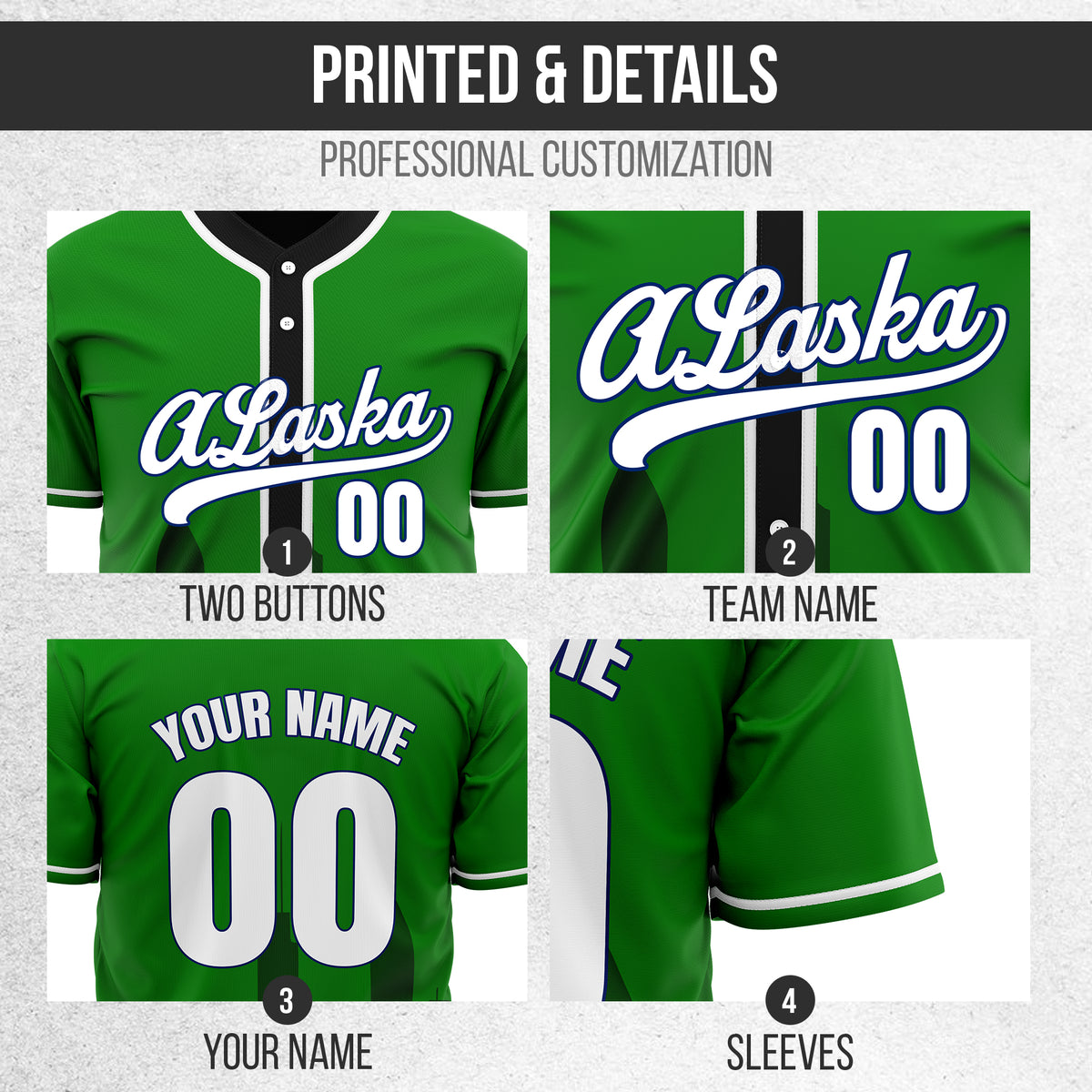Custom City Horizon Green Baseball Sports Jersey Personalized Uniform with Name & Number