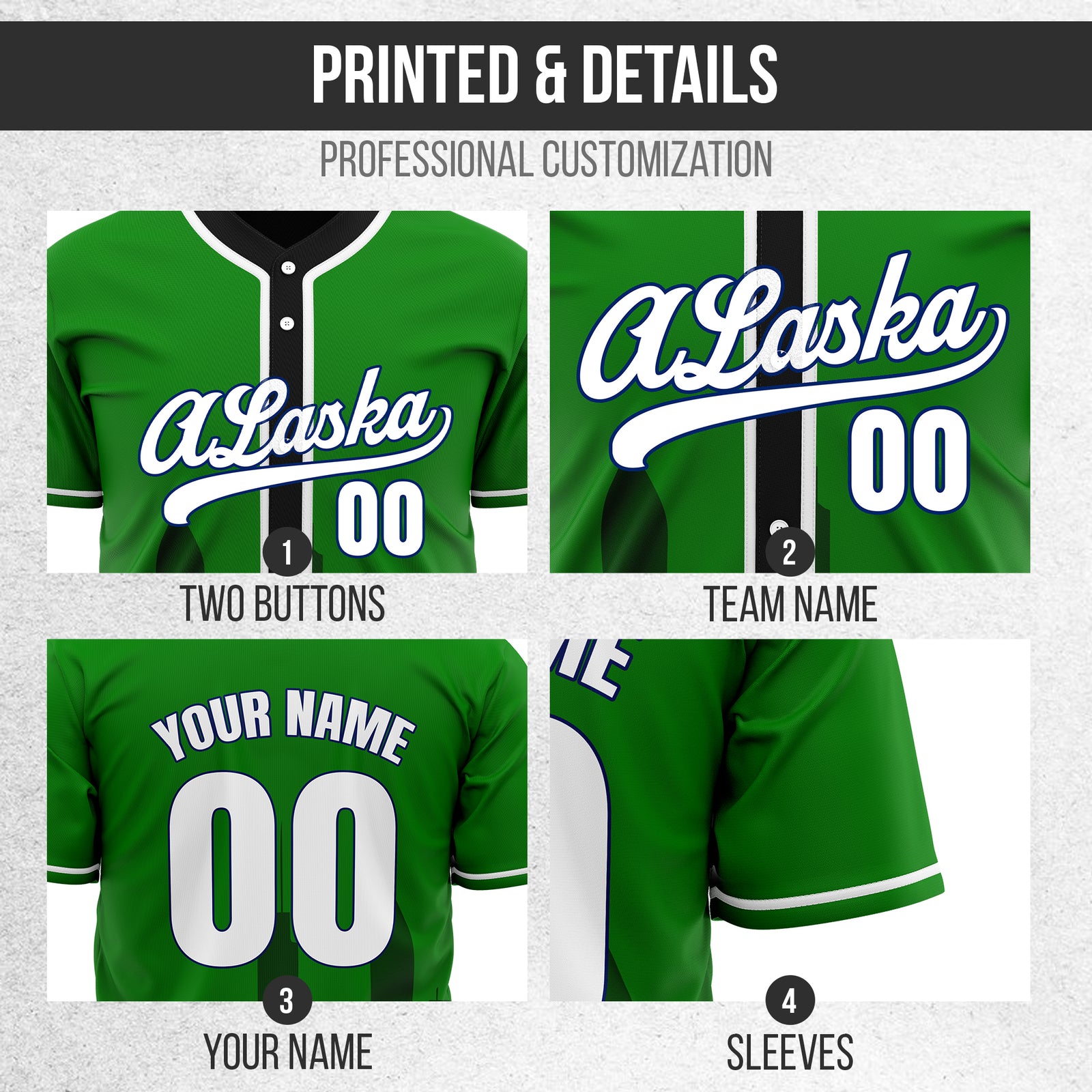 Custom City Horizon Green Baseball Sports Jersey Personalized Uniform with Name & Number