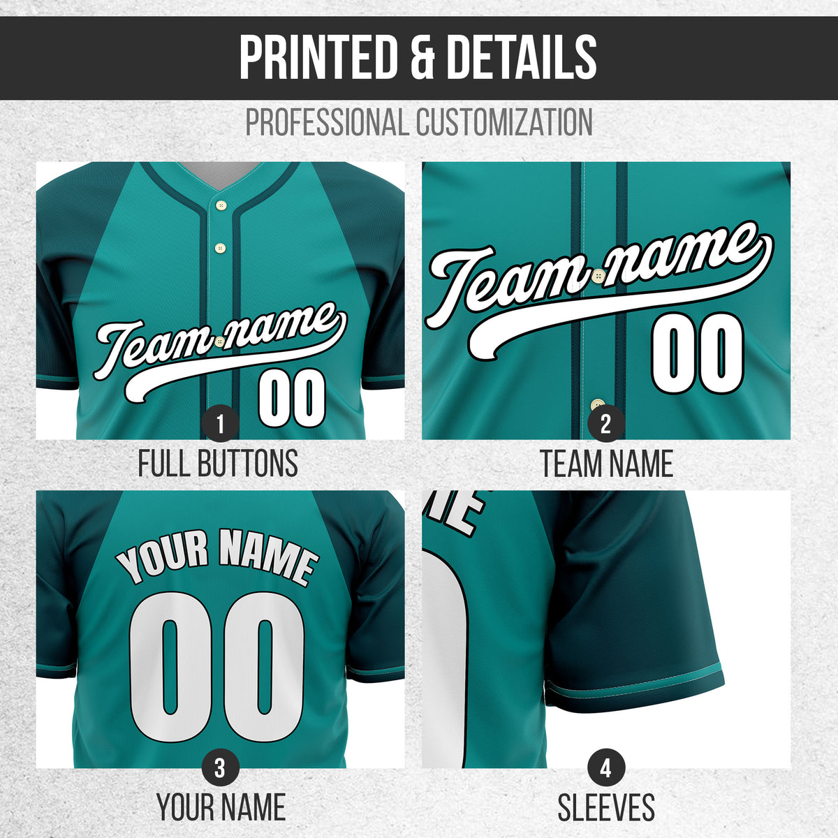 Custom Desert Blaze Teal Raglan Style Baseball Sports Jersey Personalized Uniform with Name & Number