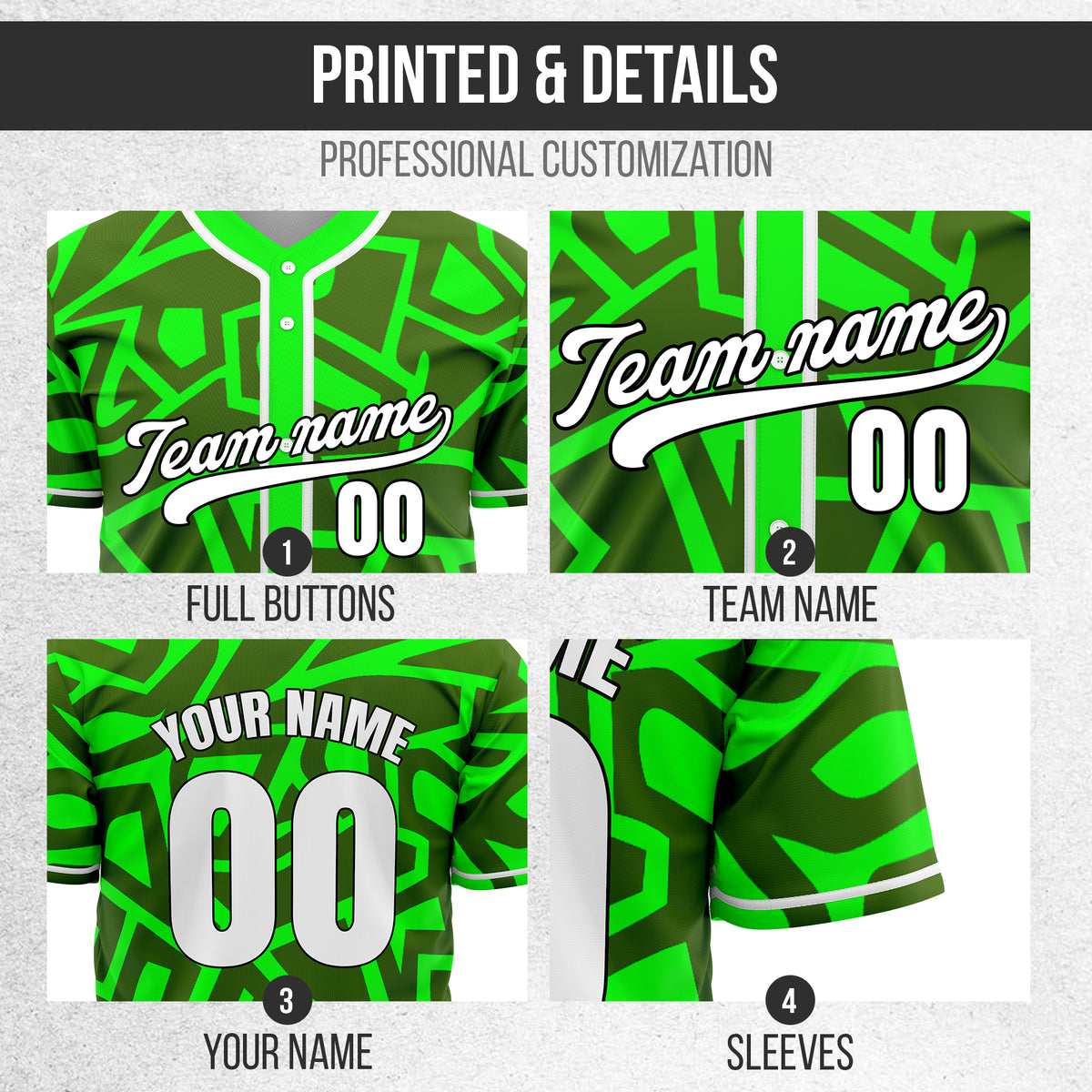 Custom Shadow Rebels Green Baseball Sports Jersey Personalized Uniform with Name & Number