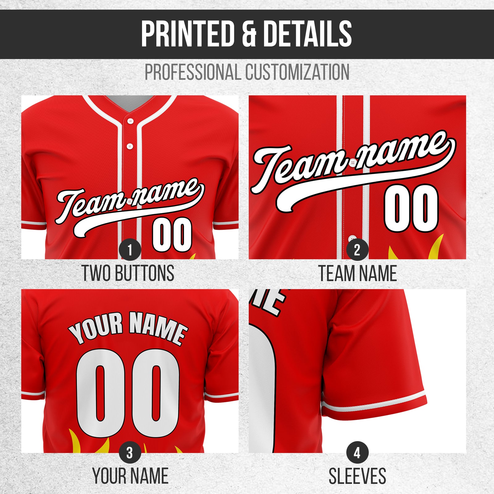 Custom Burnout Red Baseball Sports Jersey Personalized Uniform with Name & Number