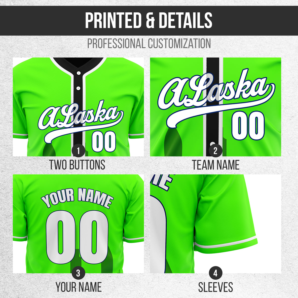 Custom City Horizon Neon Green Baseball Sports Jersey Personalized Uniform with Name & Number