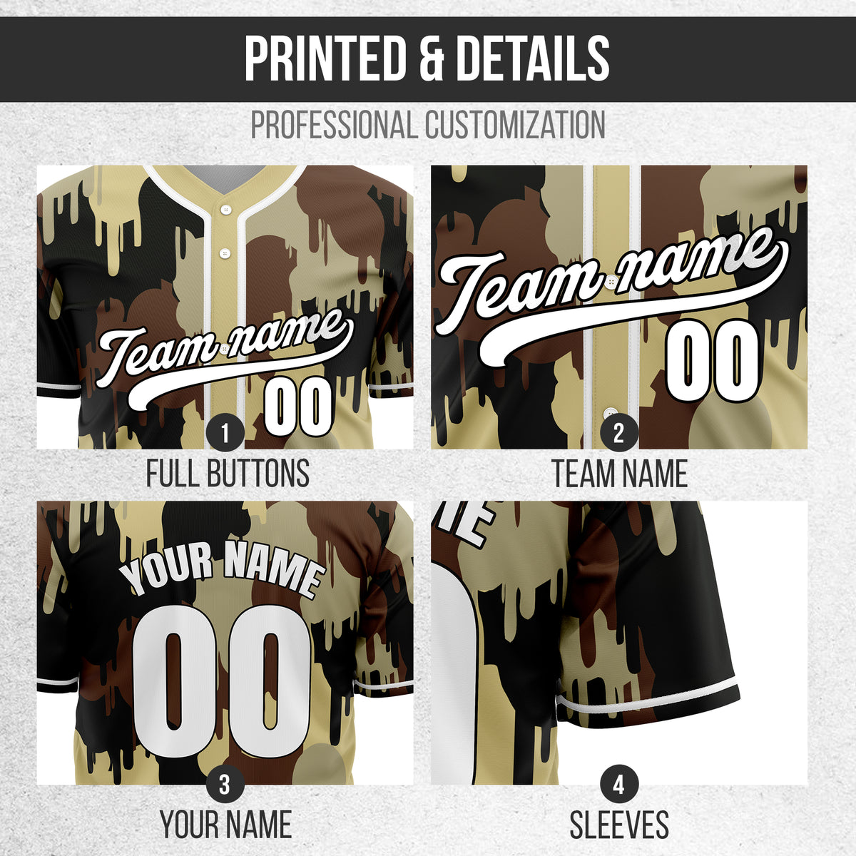 Custom Paint Hustlers Khaki Baseball Sports Jersey Personalized Uniform with Name & Number