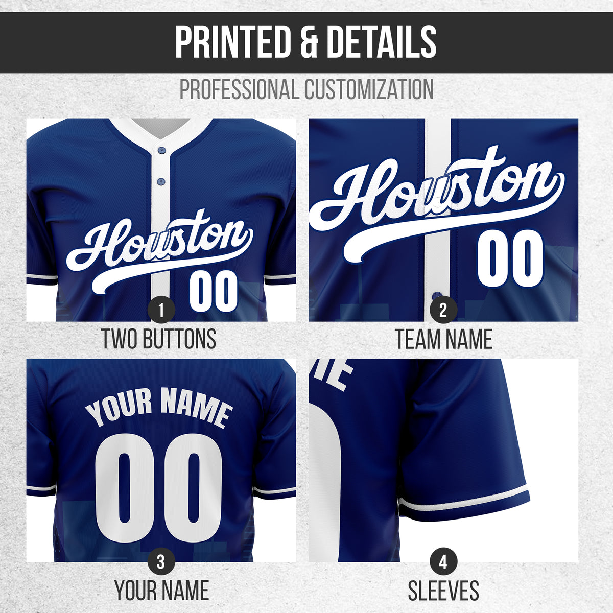 Custom City Pulse Navy Baseball Sports Jersey Personalized Uniform with Name & Number