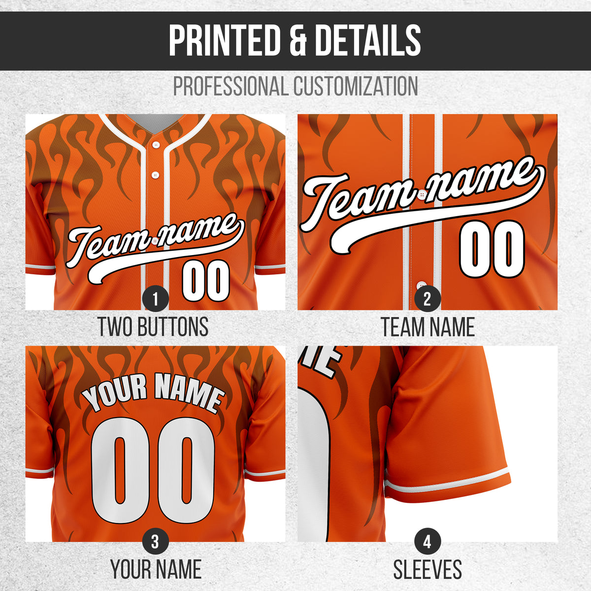 Custom Frostburn Orange Baseball Sports Jersey Personalized Uniform with Name & Number