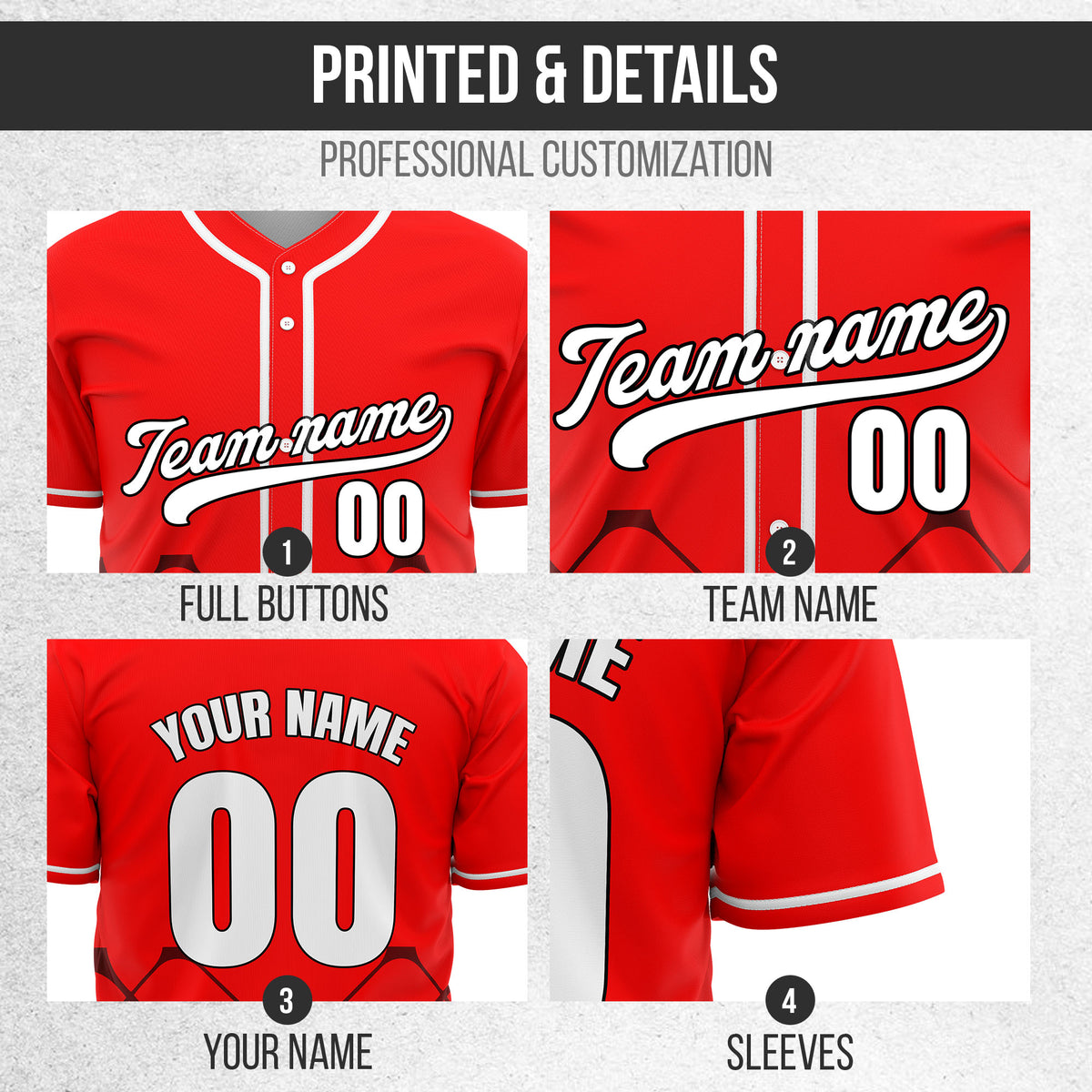 Custom Gridlock Red Baseball Sports Jersey Personalized Uniform with Name & Number