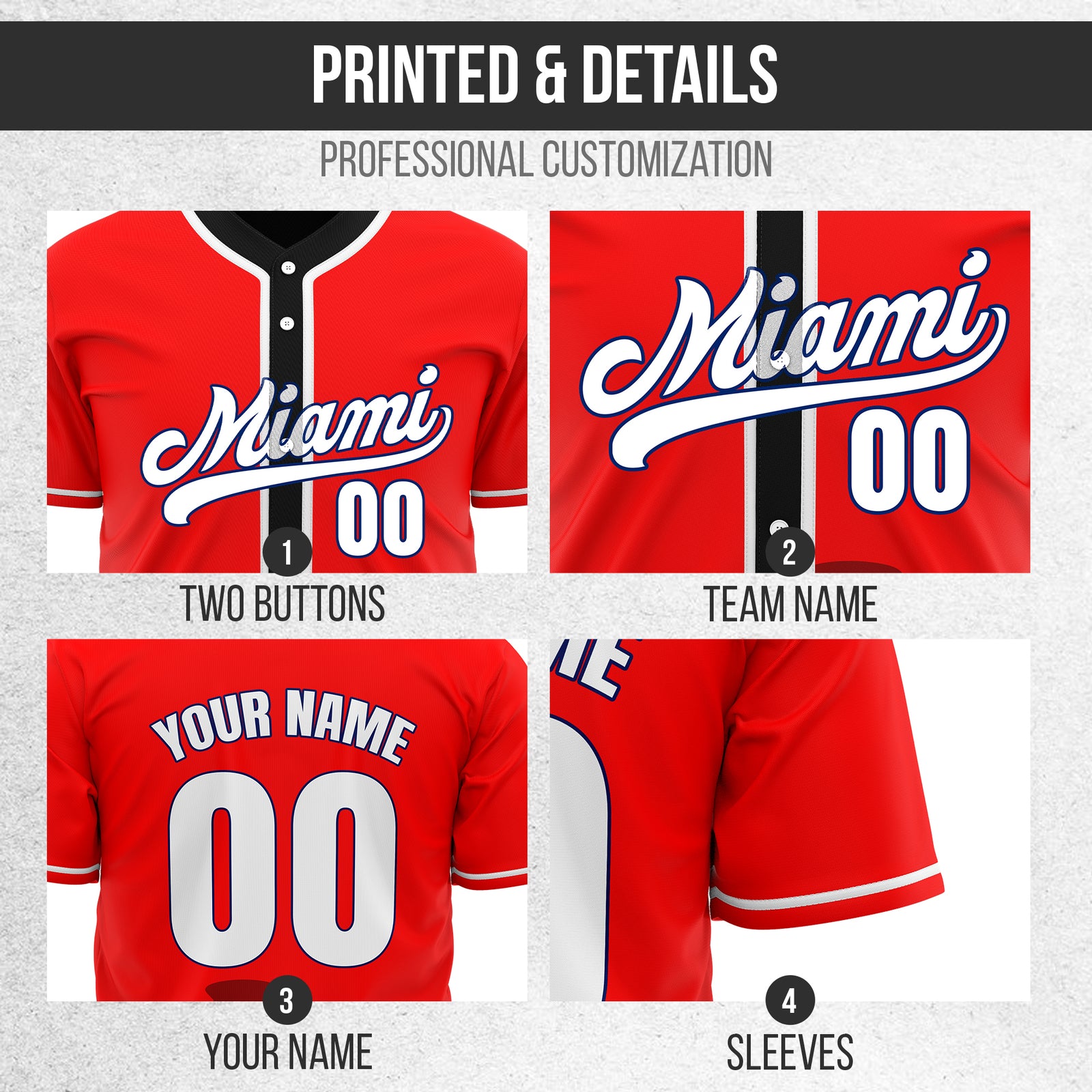 Custom City Tide Red Baseball Sports Jersey Personalized Uniform with Name & Number