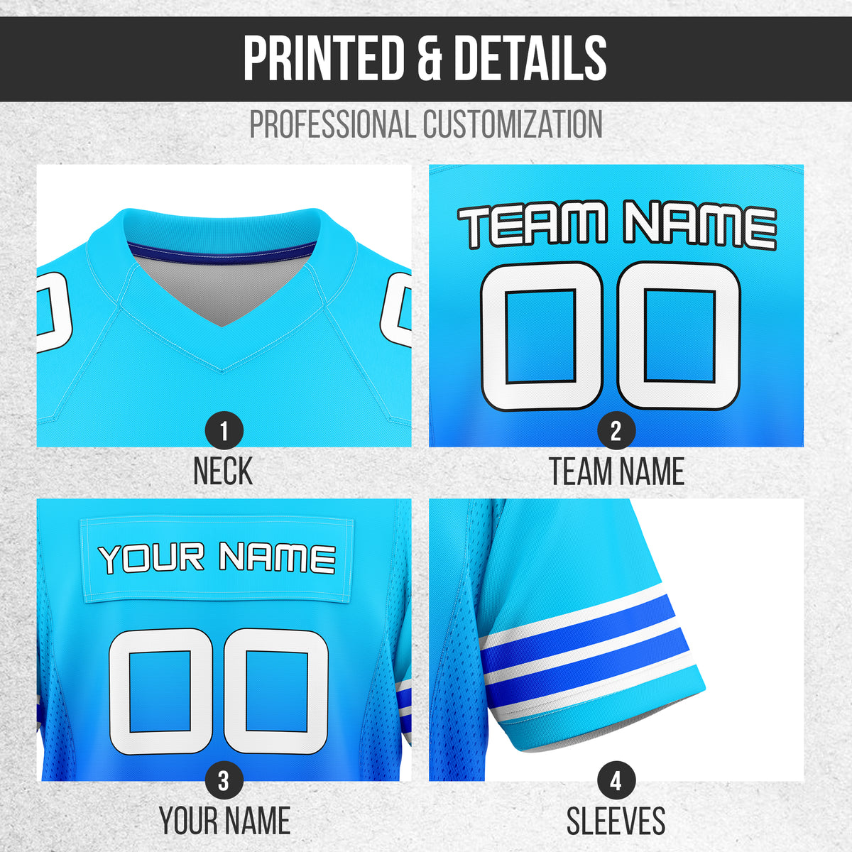 Custom Aqua Gradient  Flag Football Jersey