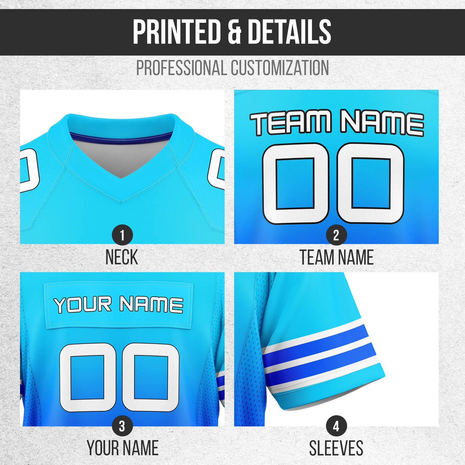 Custom Aqua Gradient  Flag Football Jersey