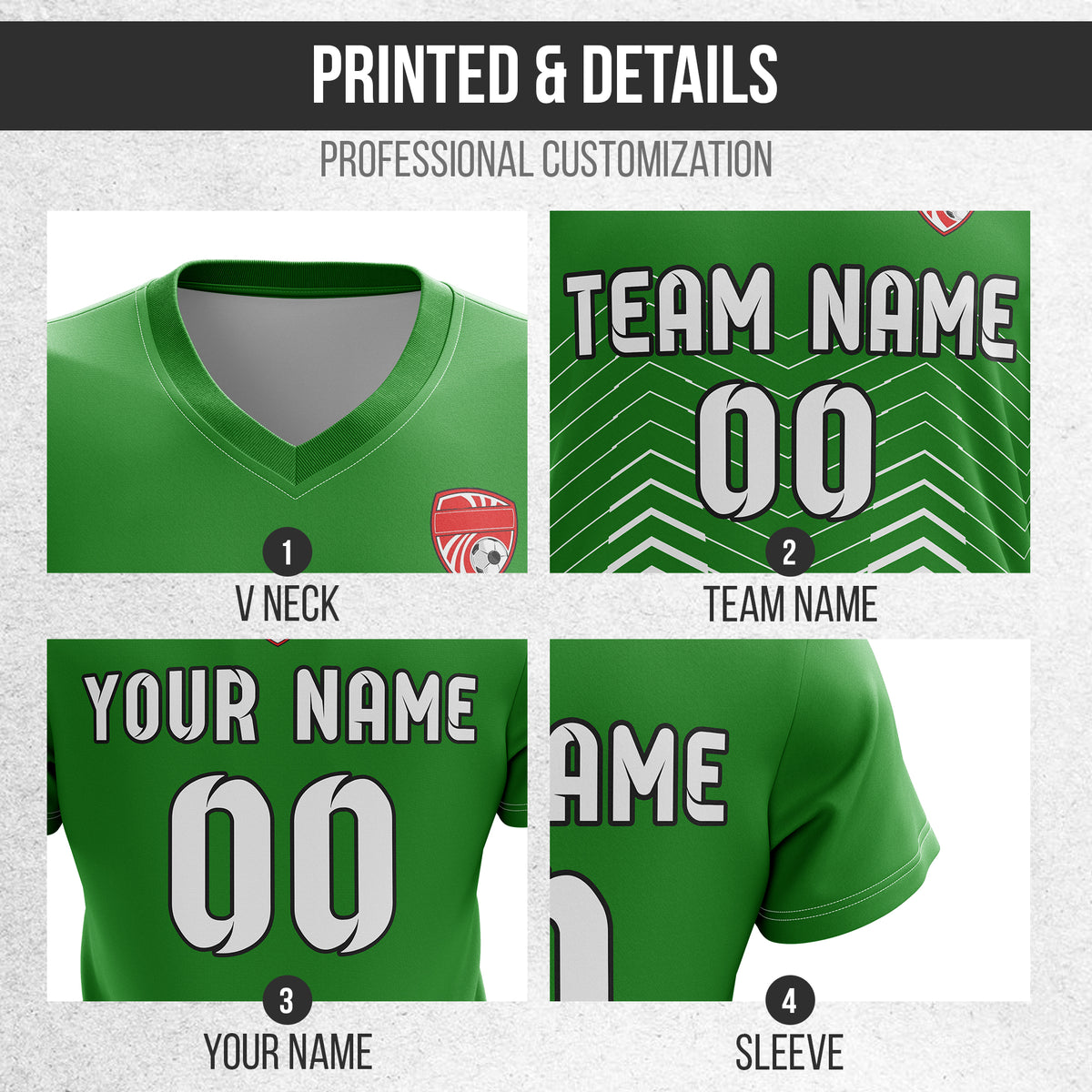 Custom Apex Strike V-Side Pattern Green Soccer Sport Tops Jersey