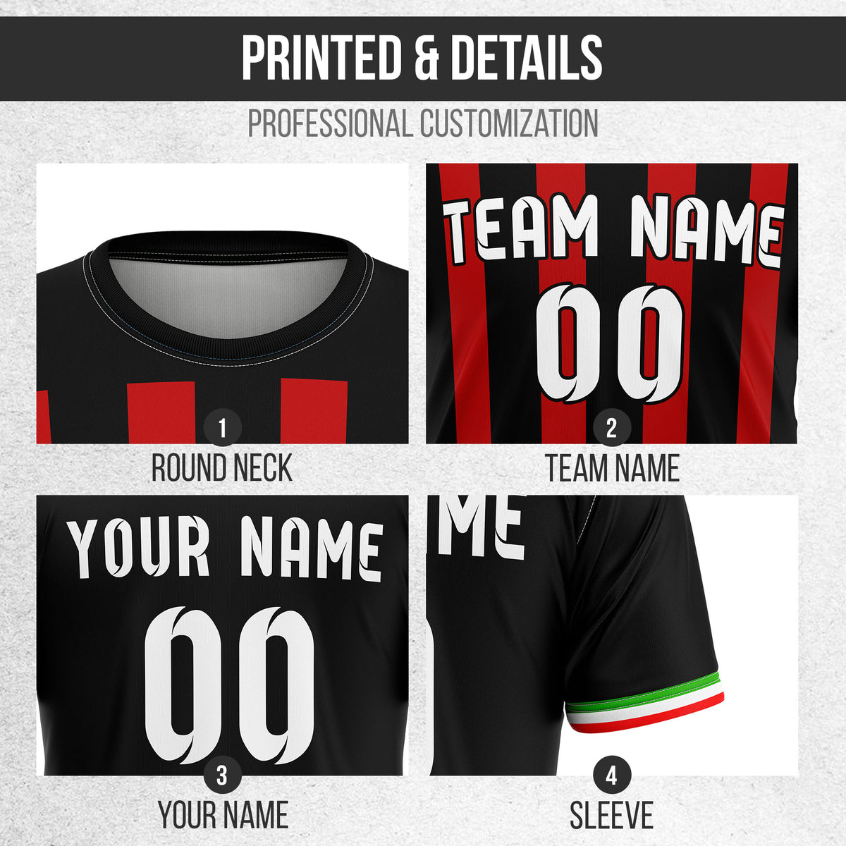 Custom AC Milan Fan Jersey Personalized with Name & Number