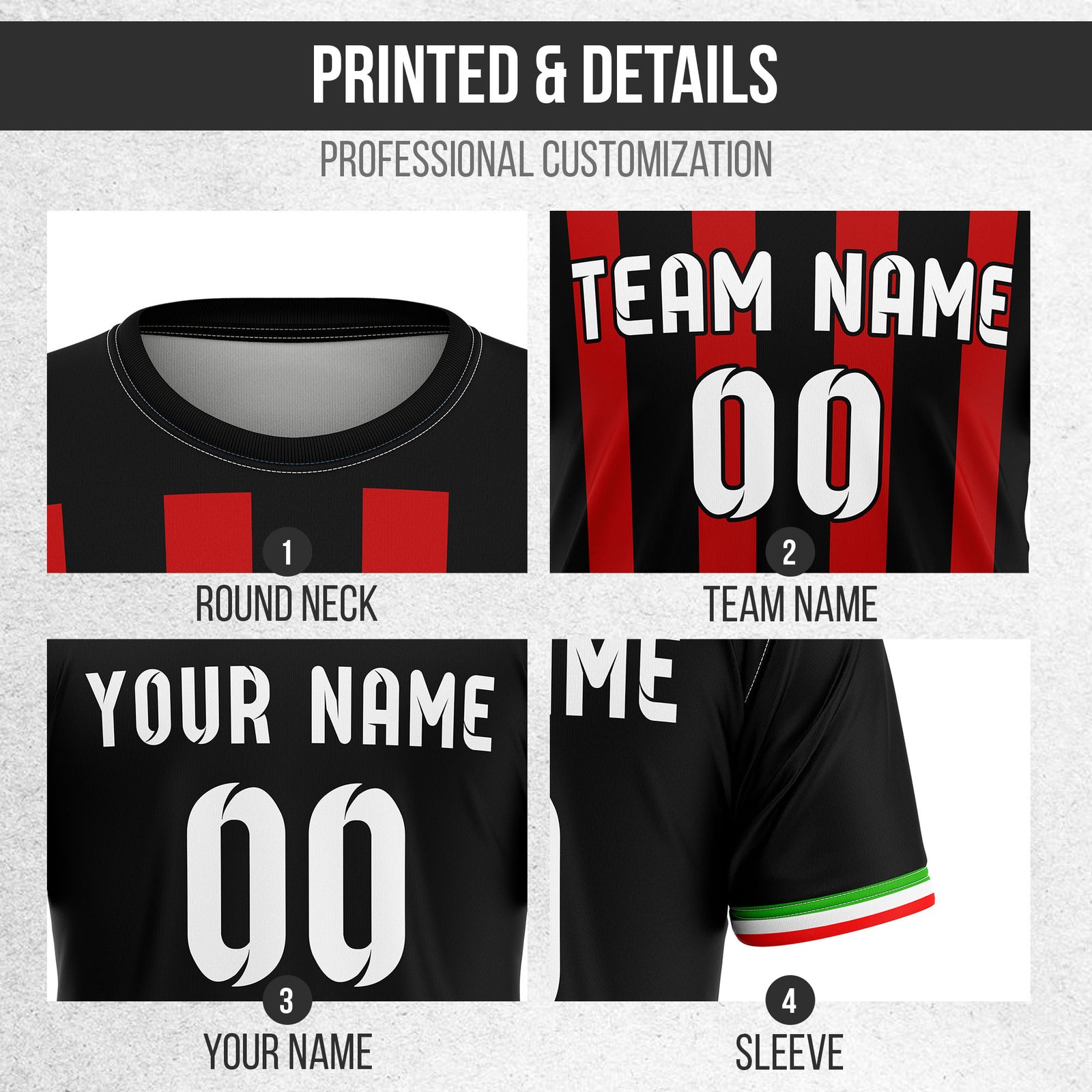 Custom AC Milan Fan Jersey Personalized with Name & Number