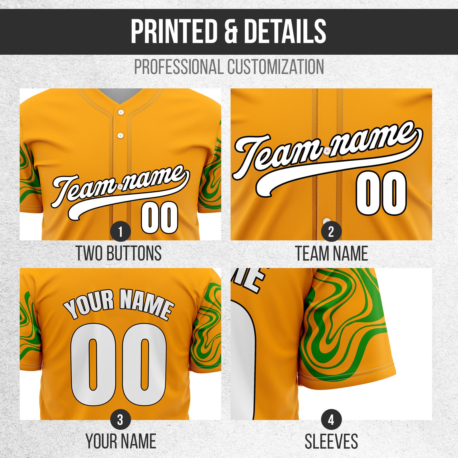 Custom Orange Baseball Wave Sports Jersey Personalized Uniform with Name & Number
