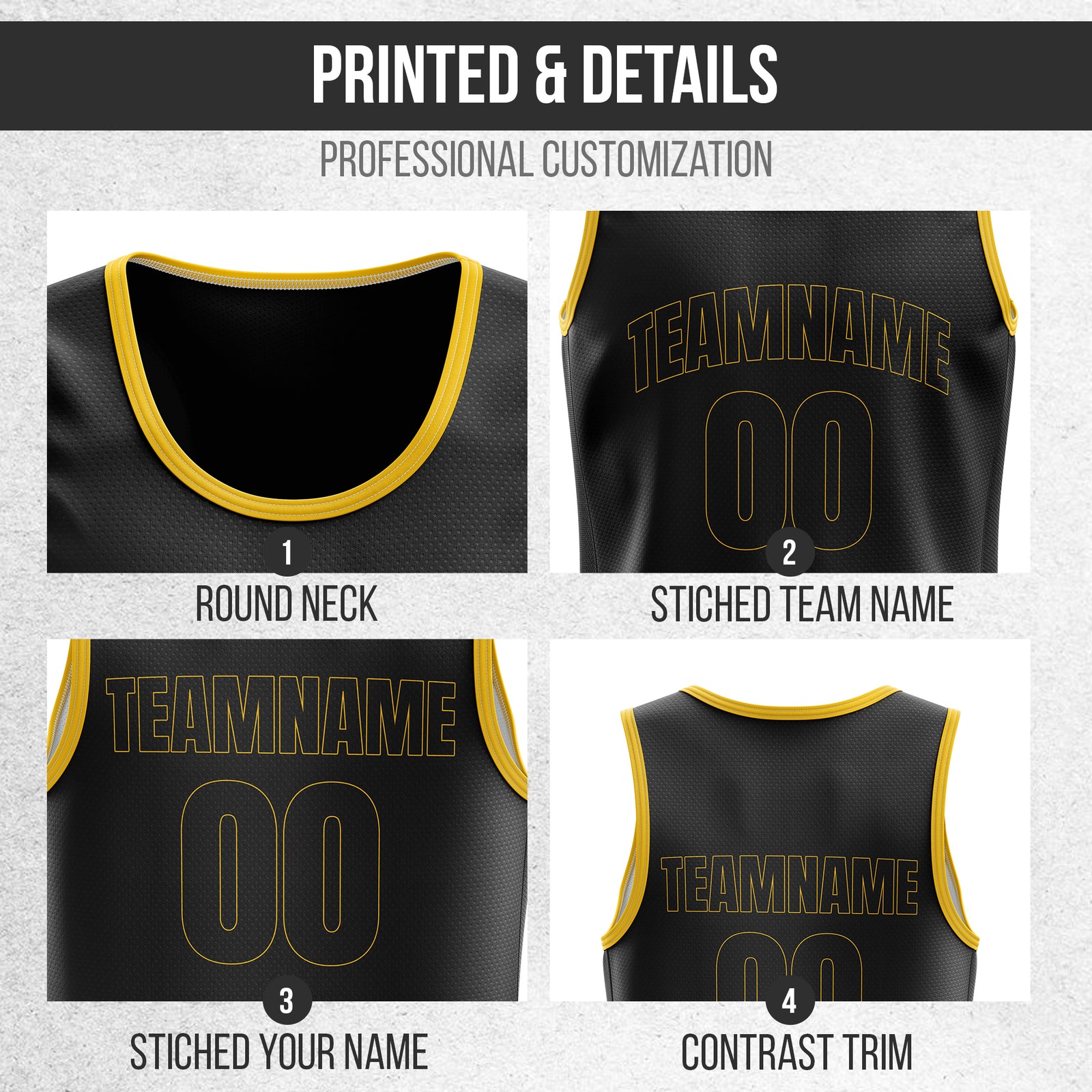 Custom Elite Black Classic Stitched Jersey Basketball Tops