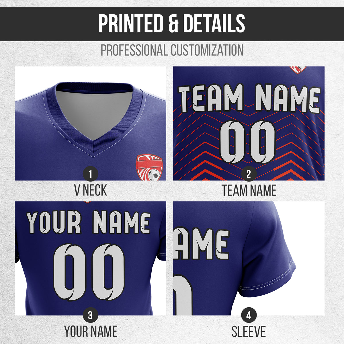 Custom Apex Strike V-Side Pattern Navy Soccer Sport Tops Jersey