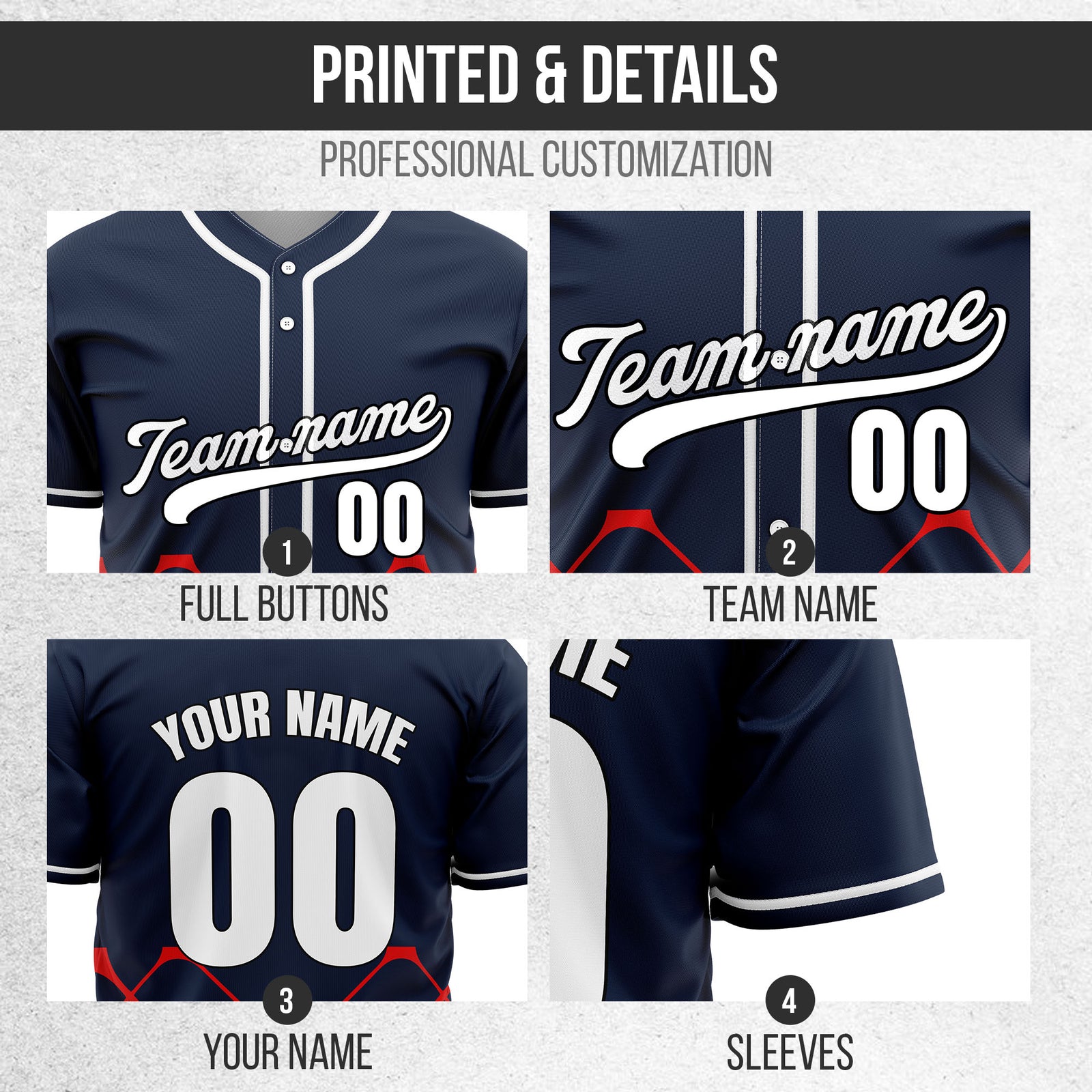 Custom Gridlock Navy Baseball Sports Jersey Personalized Uniform with Name & Number