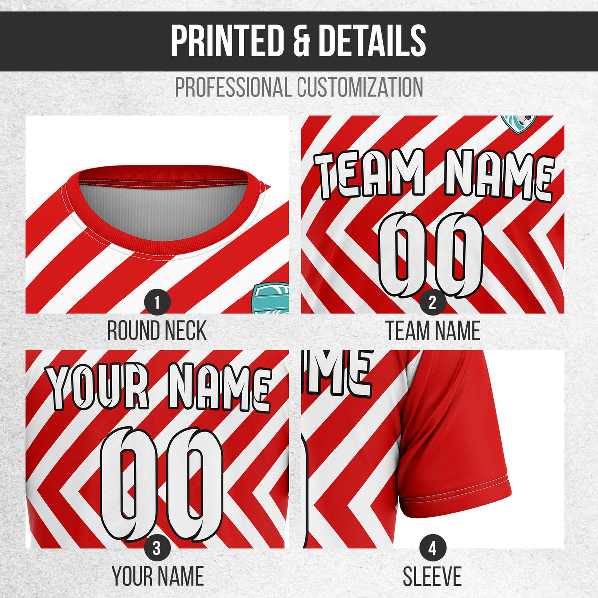 Custom Soccer R Stripes Pro Line Red Sports Tops Jersey