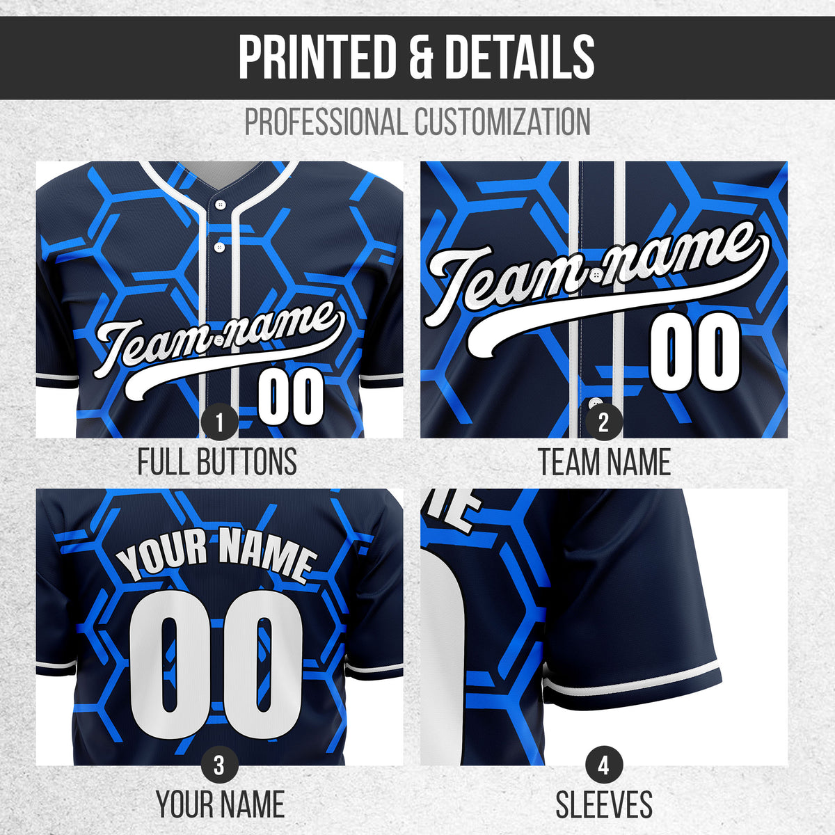 Custom Sting Force Navy Baseball Sports Jersey Personalized Uniform with Name & Number