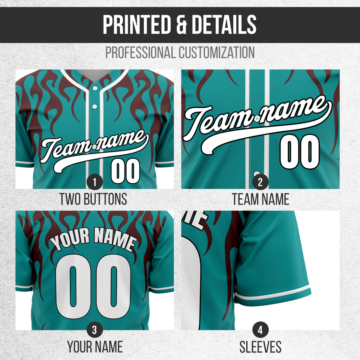 Custom Frostburn Teal Baseball Sports Jersey Personalized Uniform with Name & Number