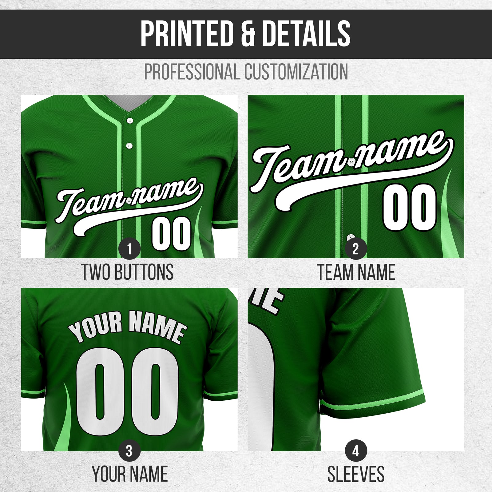 Custom Fire Pulse Green Baseball Sports Jersey Personalized Uniform with Name & Number