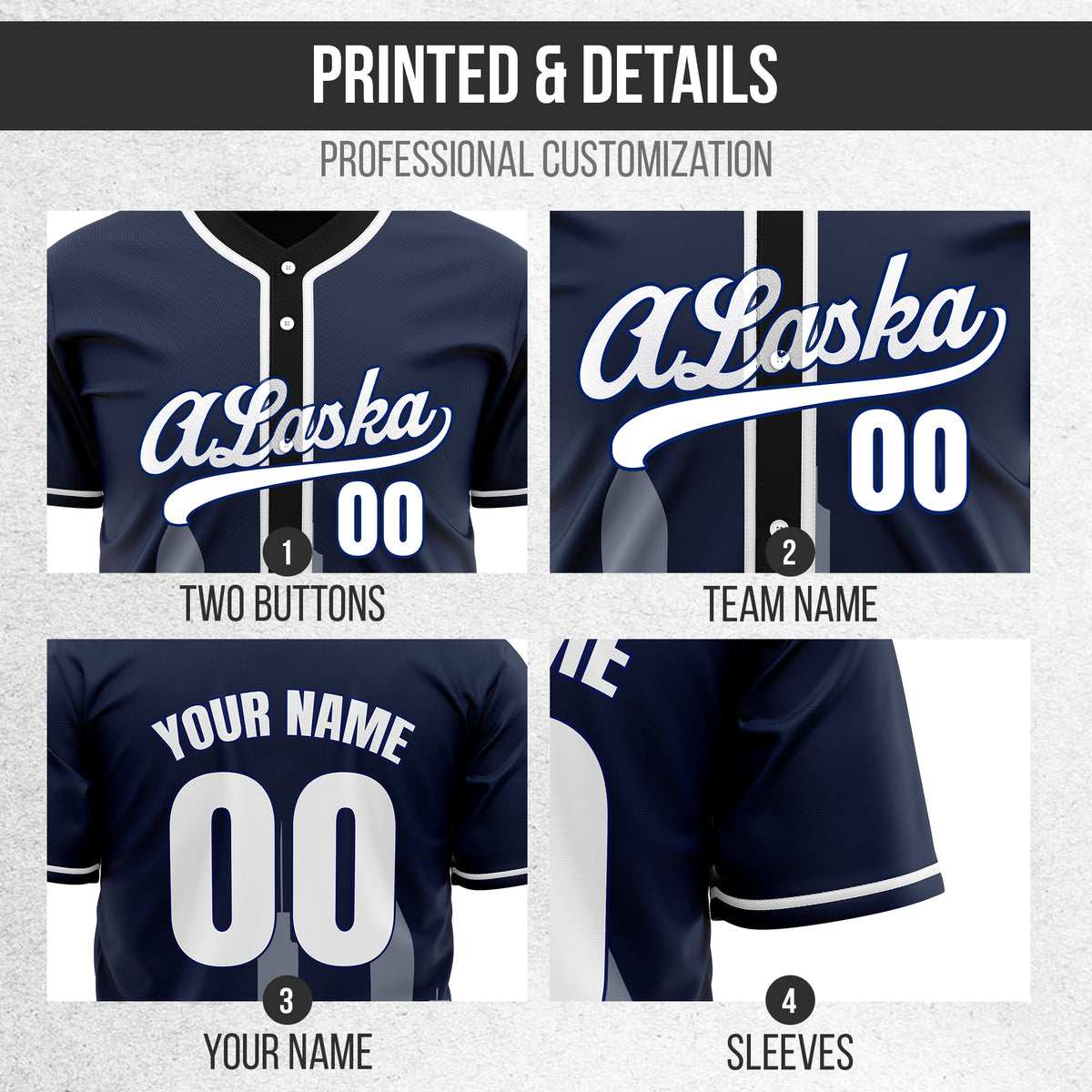 Custom City Horizon Navy Baseball Sports Jersey Personalized Uniform with Name & Number