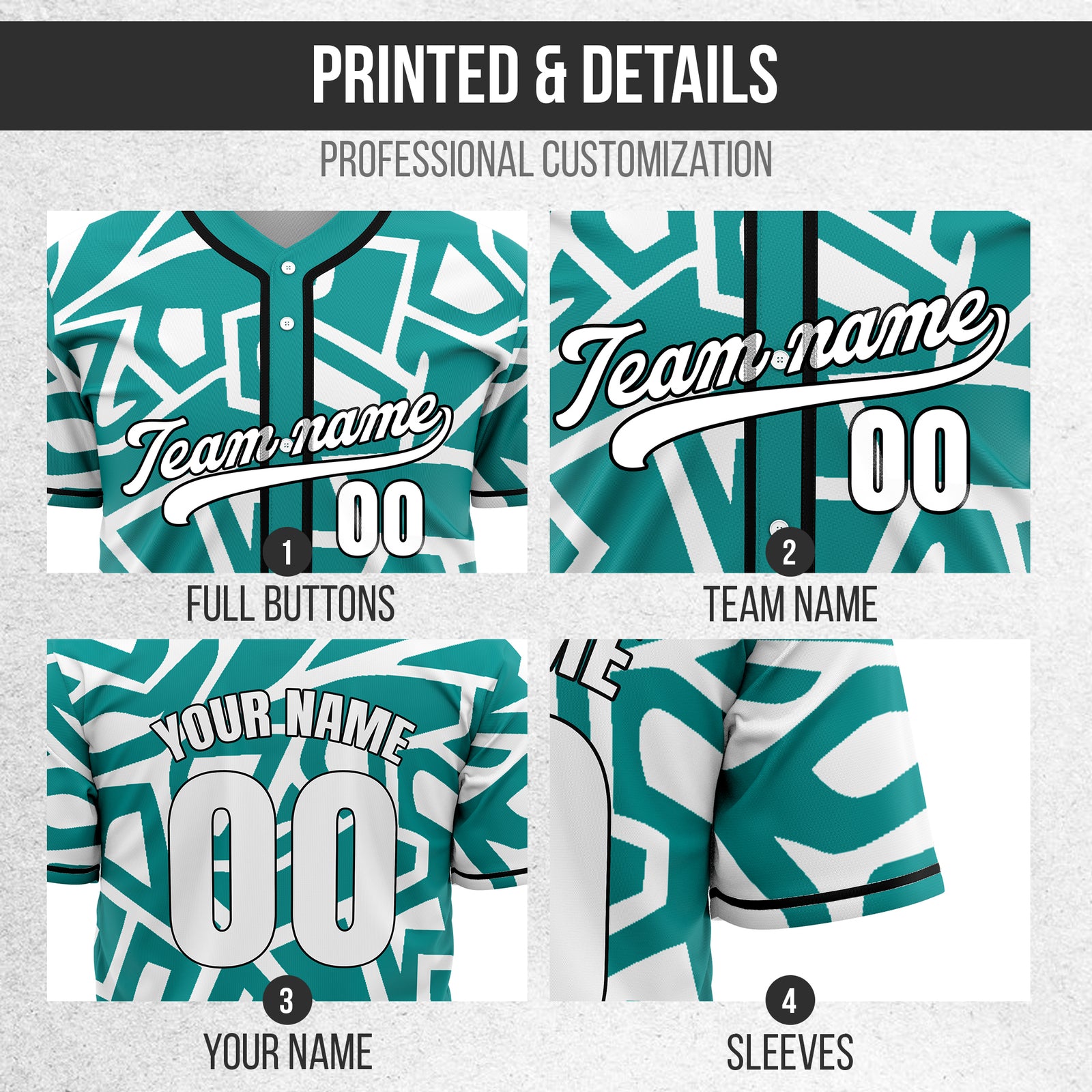 Custom Shadow Rebels Teal Baseball Sports Jersey Personalized Uniform with Name & Number