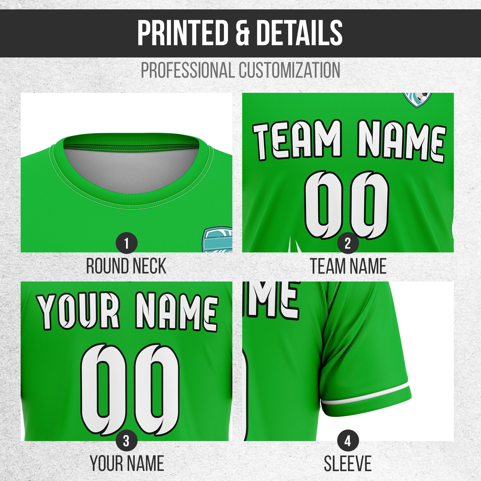 Custom Spark Strike R-Side Pattern Green Sport Tops Jersey