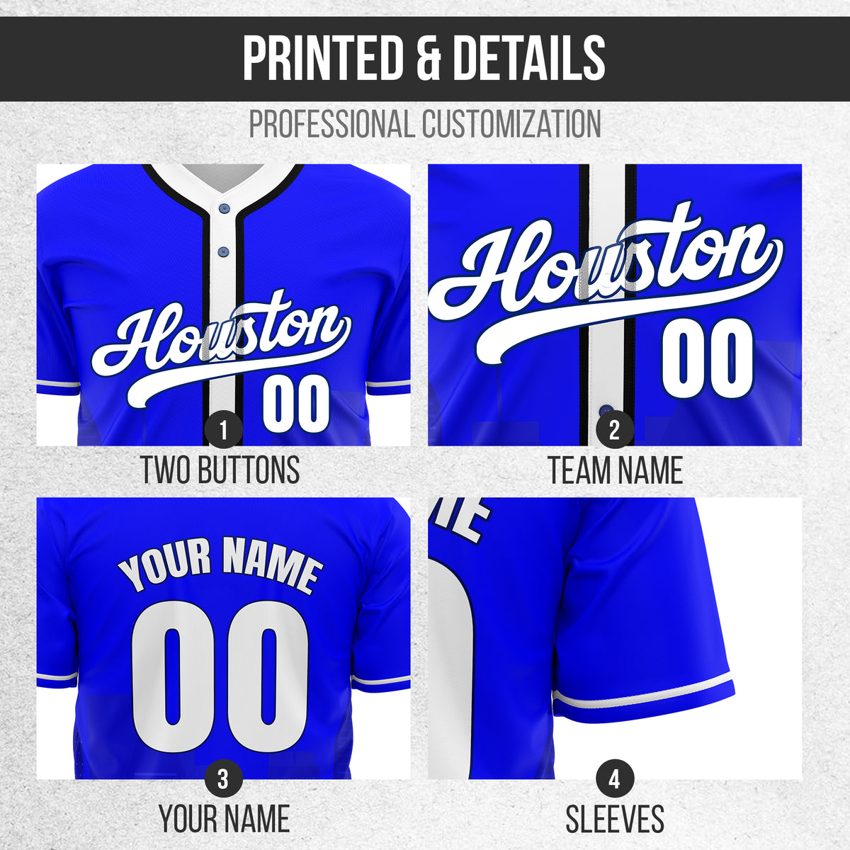 Custom City Pulse Blue Baseball Sports Jersey Personalized Uniform with Name & Number