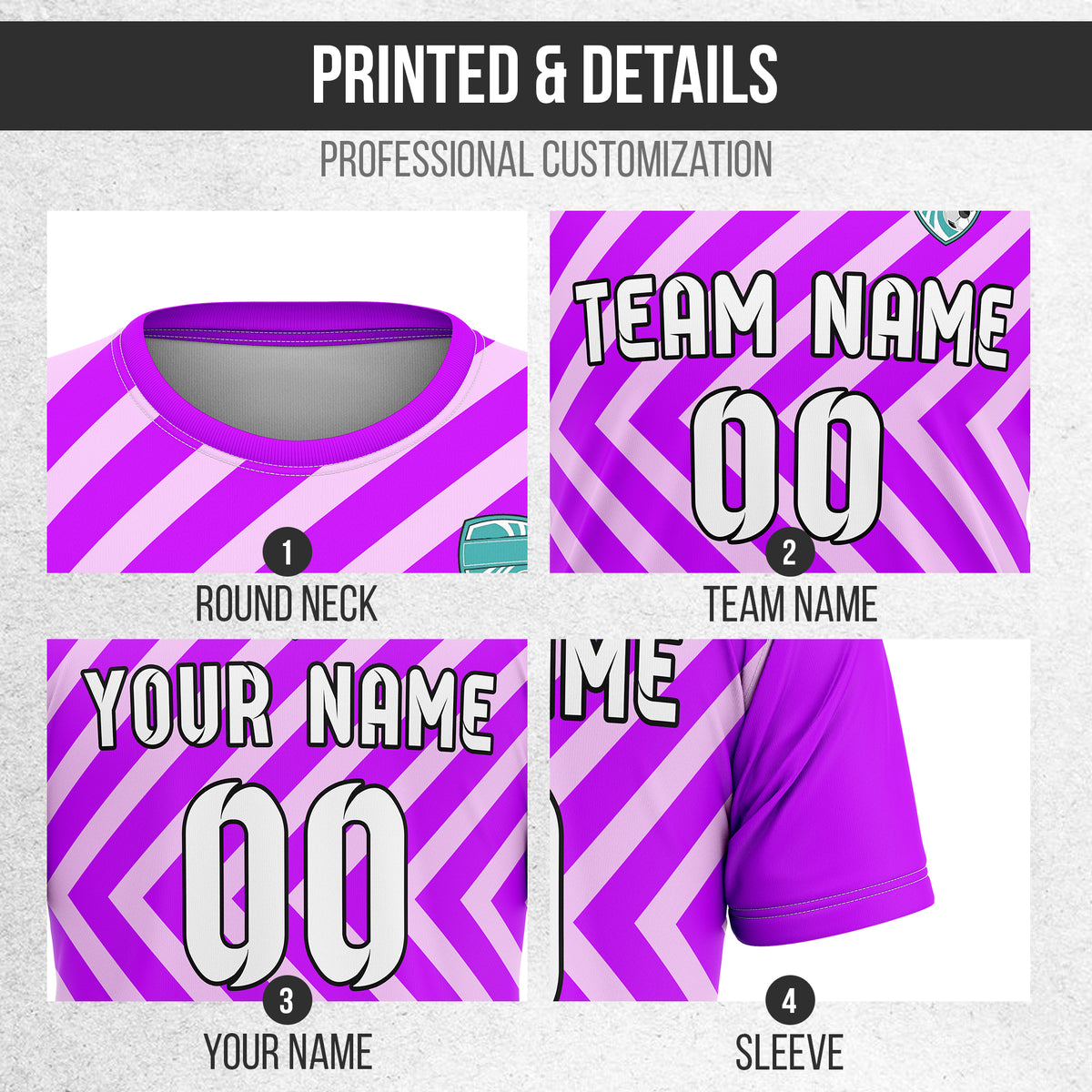 Custom Soccer R Stripes Pro Line Purple Sports Tops Jersey