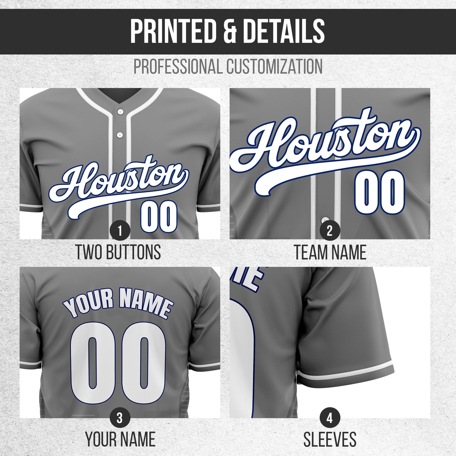 Custom City Pulse Grey Baseball Sports Jersey Personalized Uniform with Name & Number