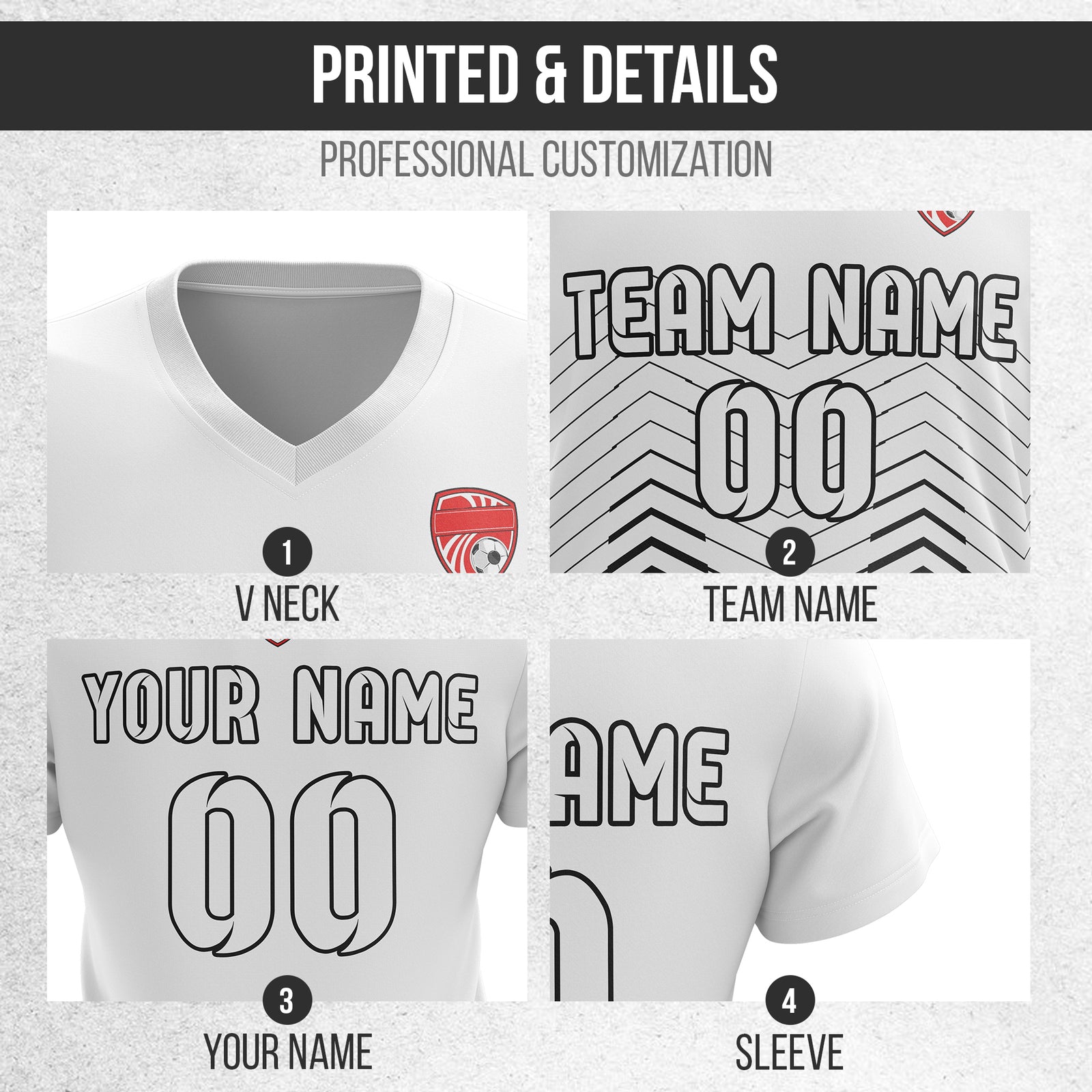 Custom Apex Strike V-Side Pattern White Soccer Sport Tops Jersey