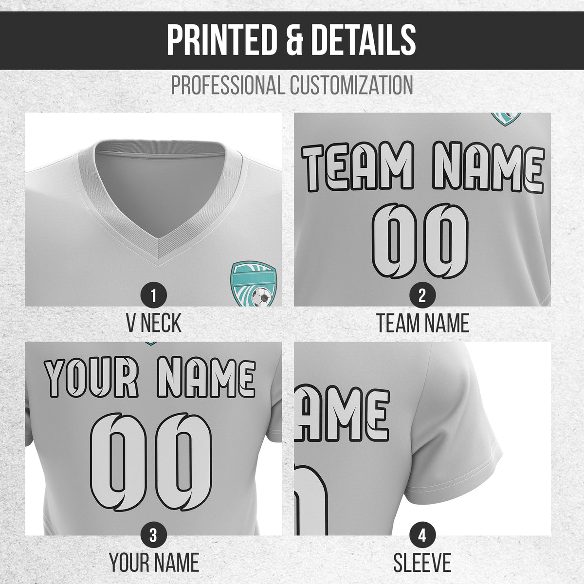 Custom WaveLine Stripe V-Neck Grey Sport Tops Jersey