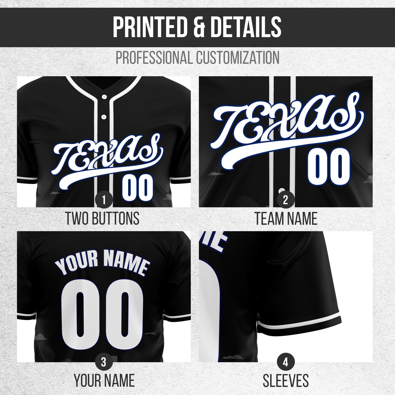 Custom City Lights Black Baseball Sports Jersey Personalized Uniform with Name & Number