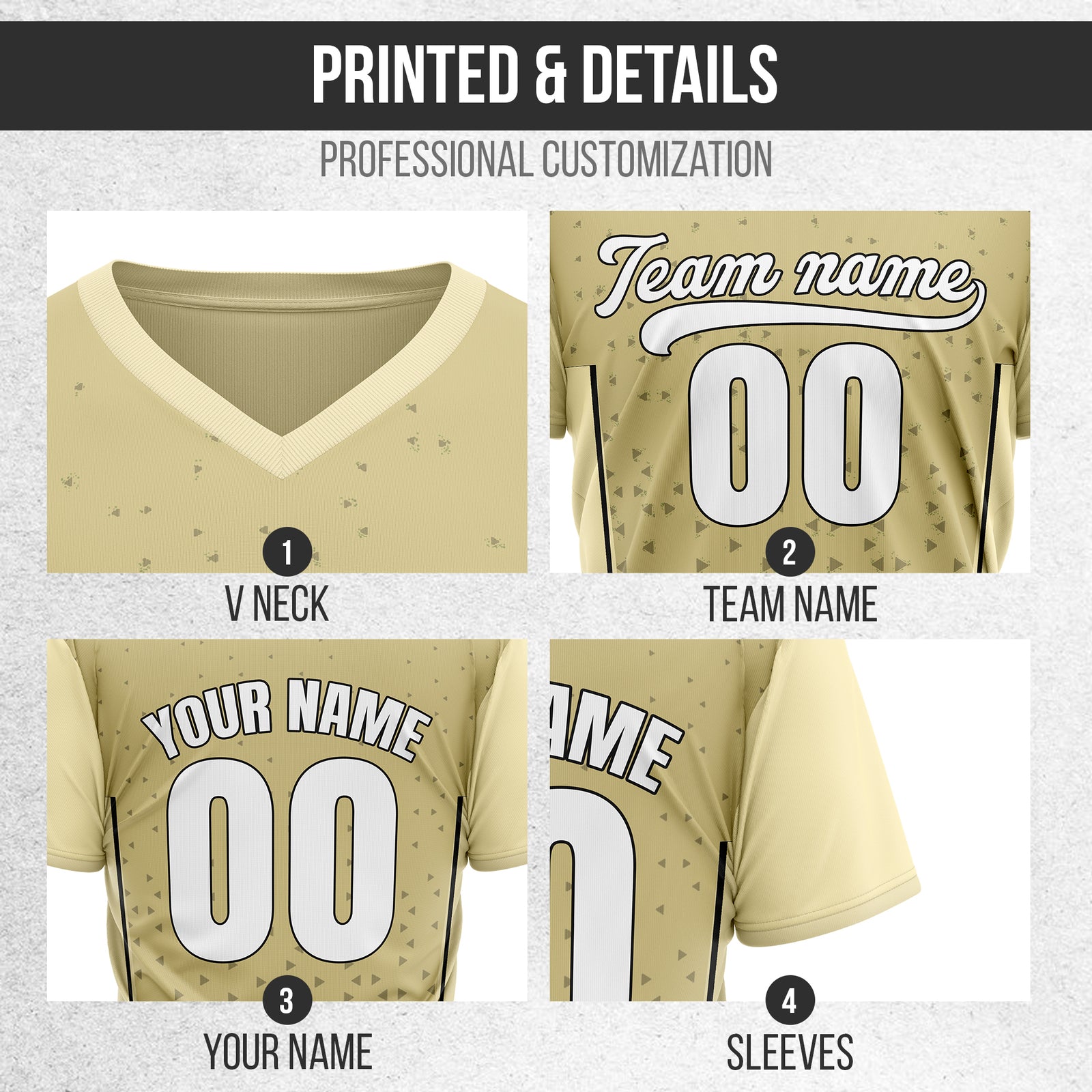 Custom HexaFade Khaki Pullover Baseball Sports Jersey Personalized Uniform with Name & Number