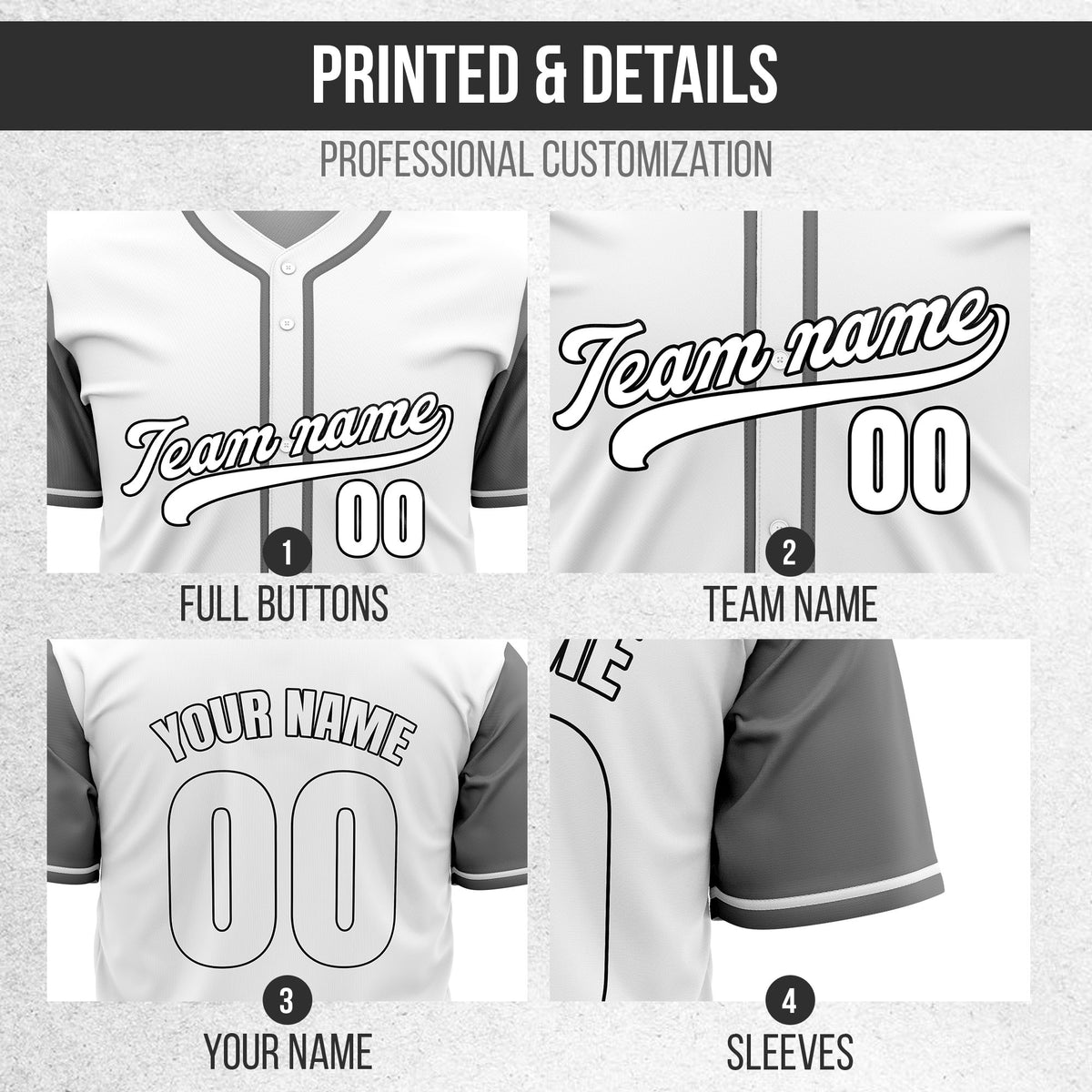 Custom Crimson White Raglan Style Baseball Sports Jersey Personalized Uniform with Name & Number