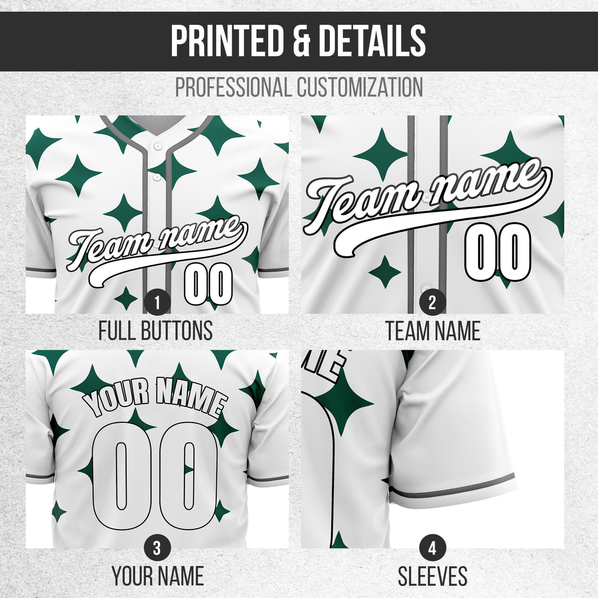 Custom Starlight White Baseball Sports Jersey Personalized Uniform with Name & Number
