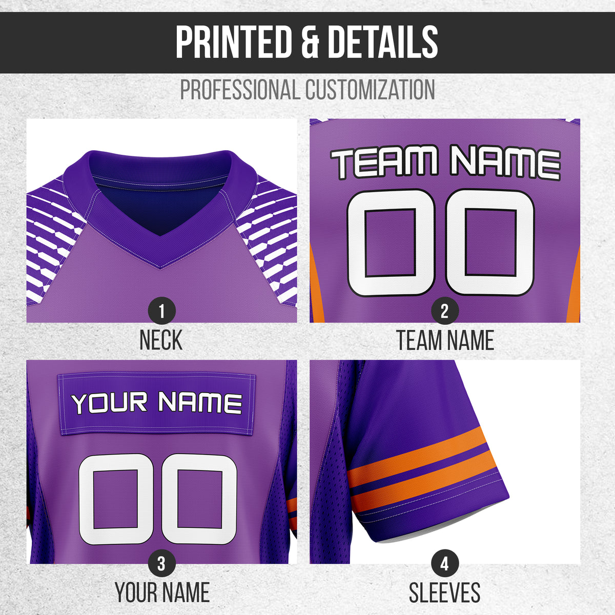 Custom Classical Style Purple Field Jersey Flag Football Jersey