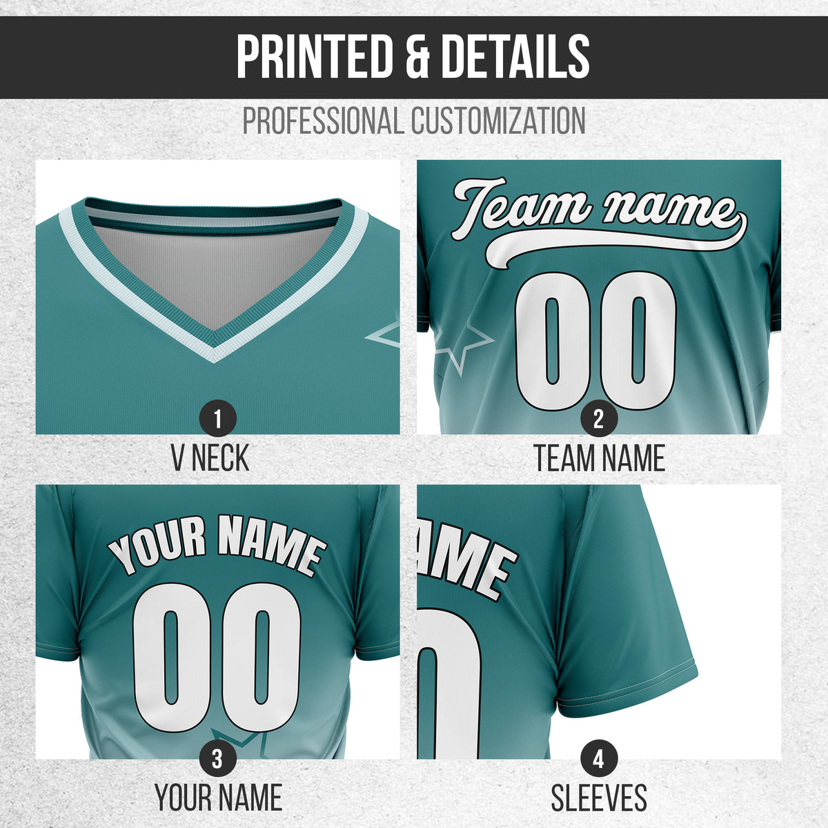 Custom Star Gradient Baseball Teal Sports Jersey Personalized Uniform with Name & Number
