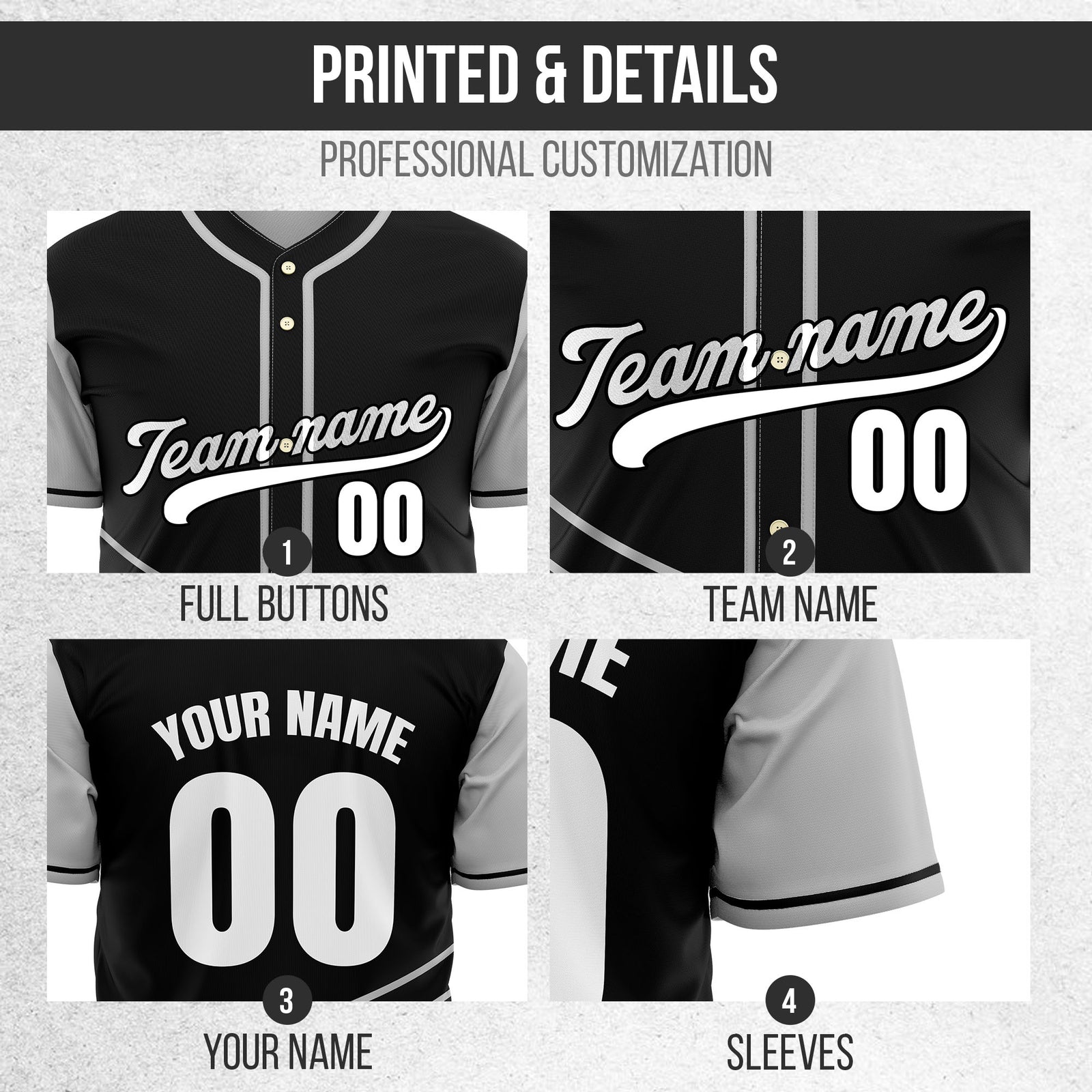 Custom Swift Black Raglan Style Baseball Sports Jersey Personalized Uniform with Name & Number