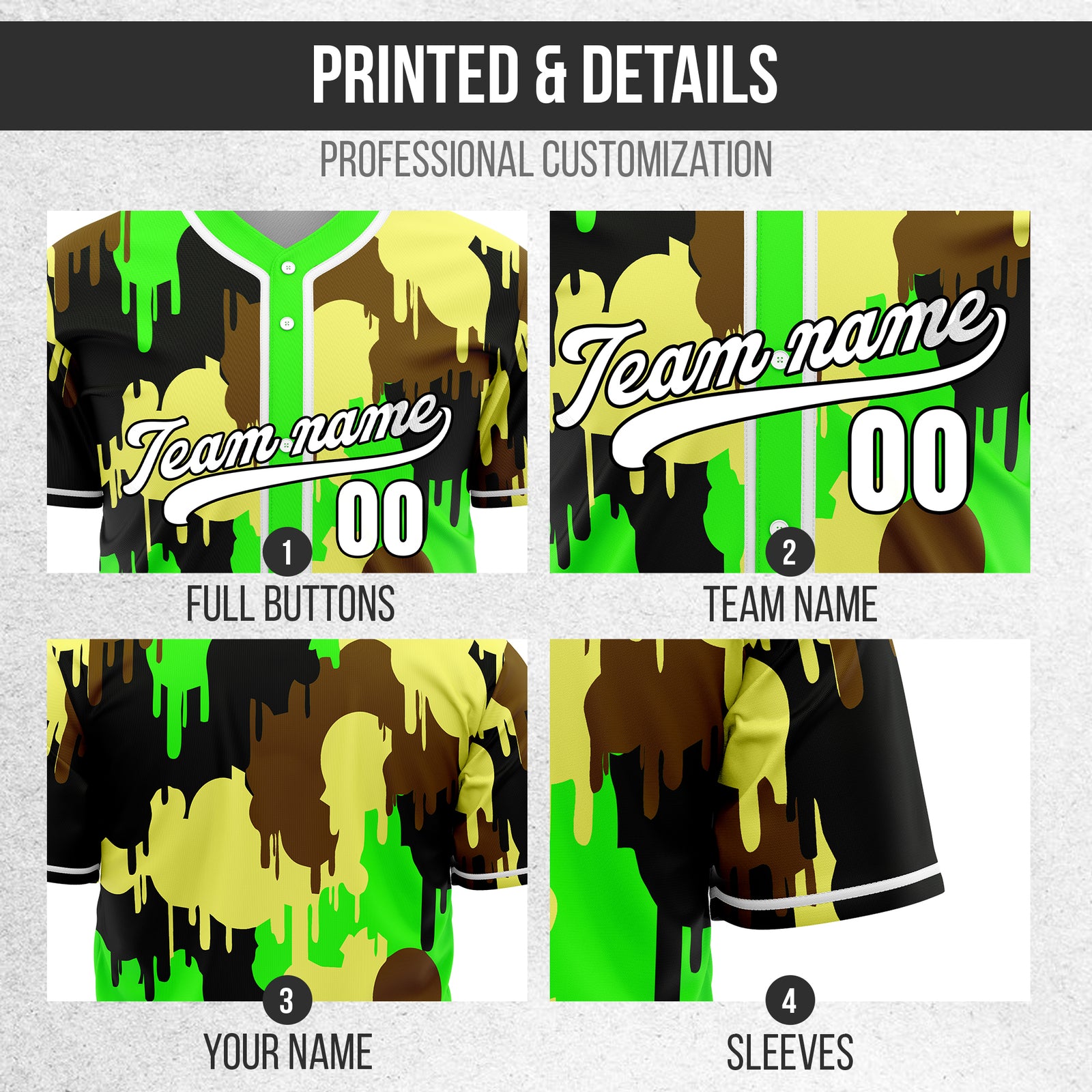Custom Paint Hustlers Neon Green Baseball Sports Jersey Personalized Uniform with Name & Number