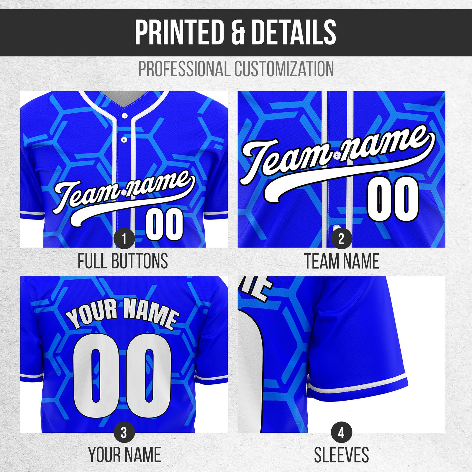 Custom Sting Force Blue Baseball Sports Jersey Personalized Uniform with Name & Number