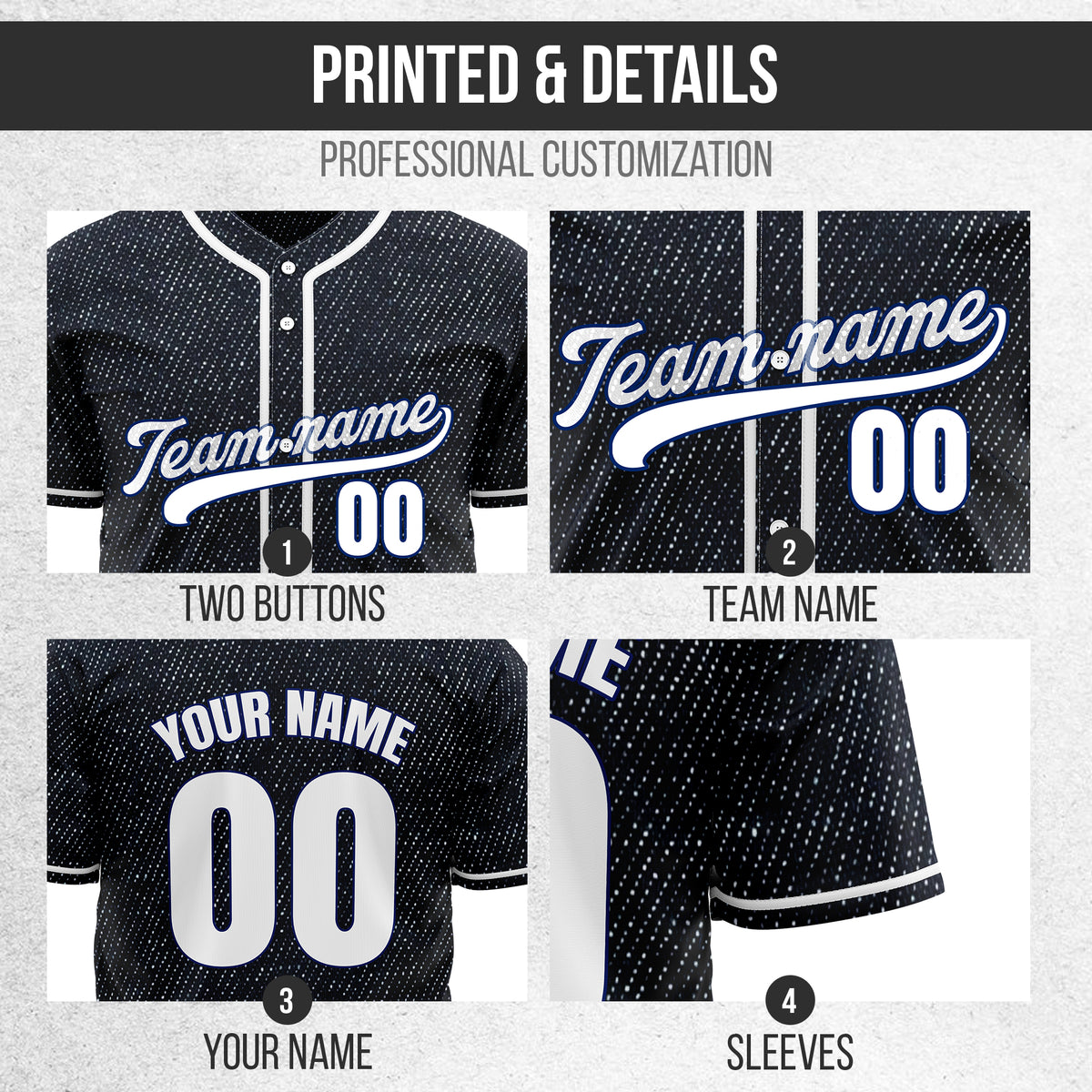 Custom Indigo League Denim Baseball Sports Jersey Personalized Uniform with Name & Number