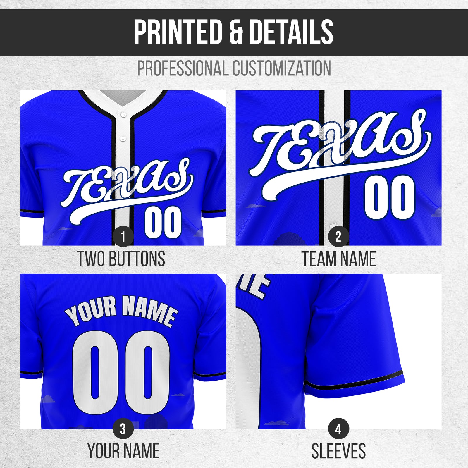Custom City Lights Blue Baseball Sports Jersey Personalized Uniform with Name & Number