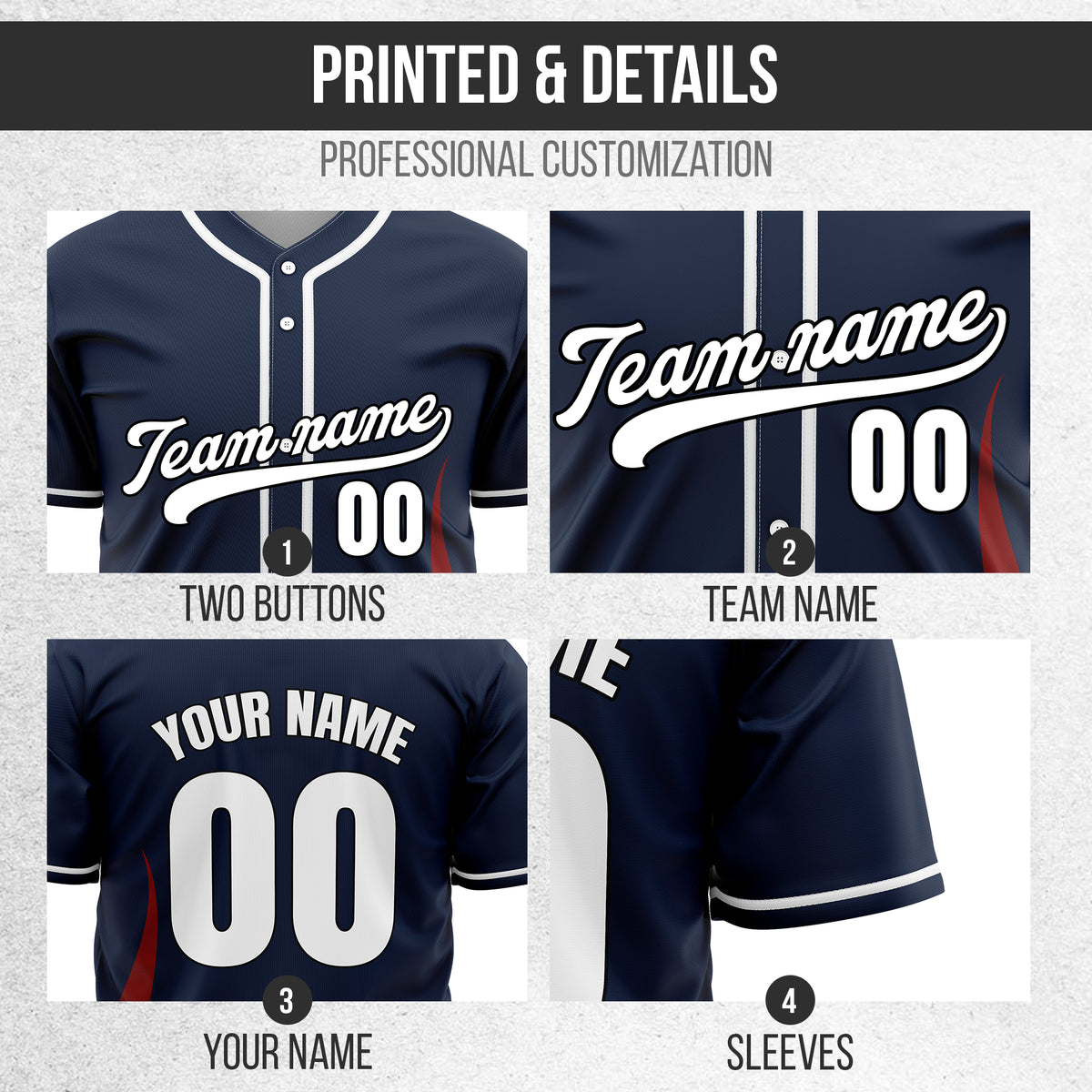 Custom Fire Pulse Navy Baseball Sports Jersey Personalized Uniform with Name & Number