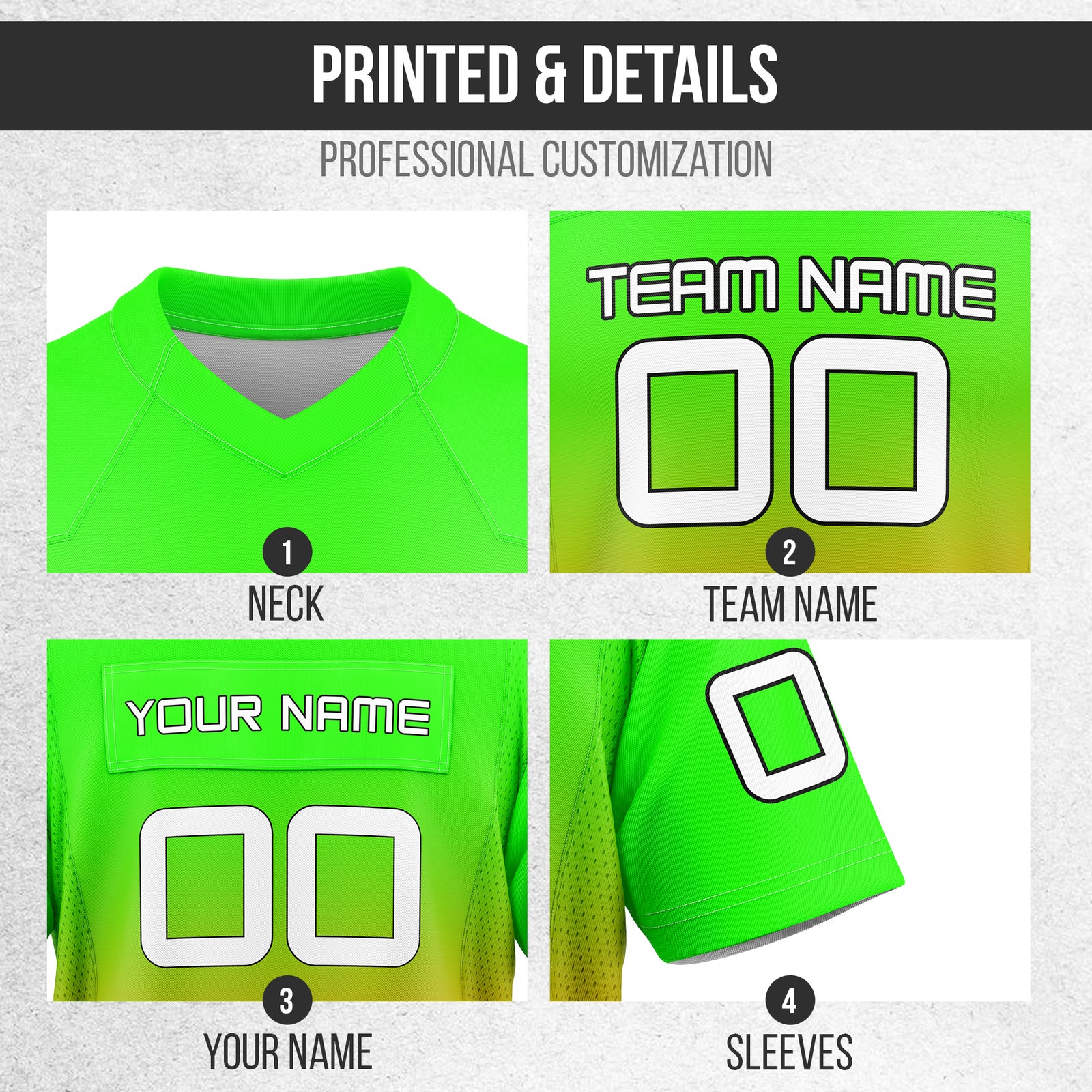 Custom Elite Neon Green Gradient Mesh Authentic Football Jersey