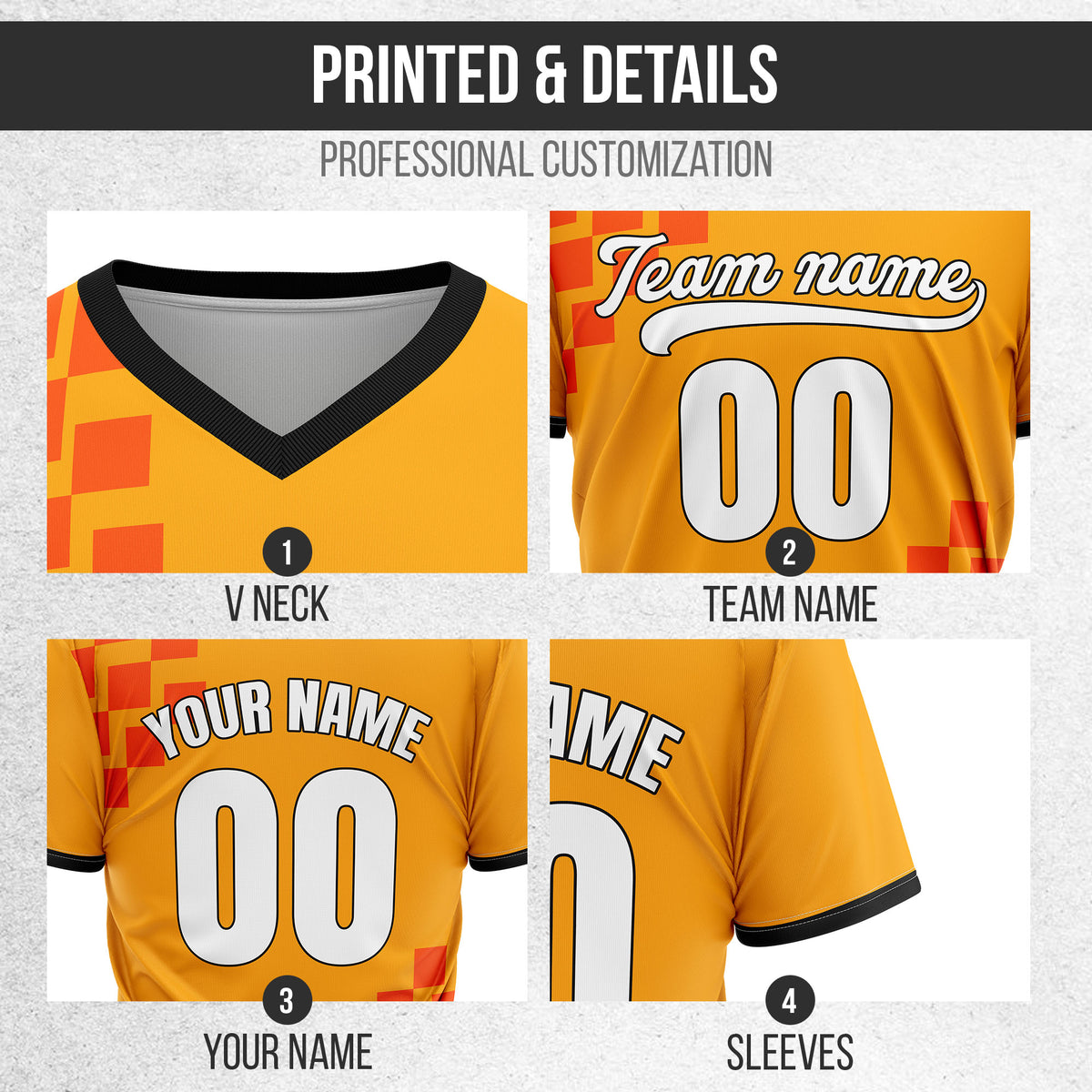 Custom Shadow Pixel Orange Baseball Sports Jersey Personalized Uniform with Name & Number