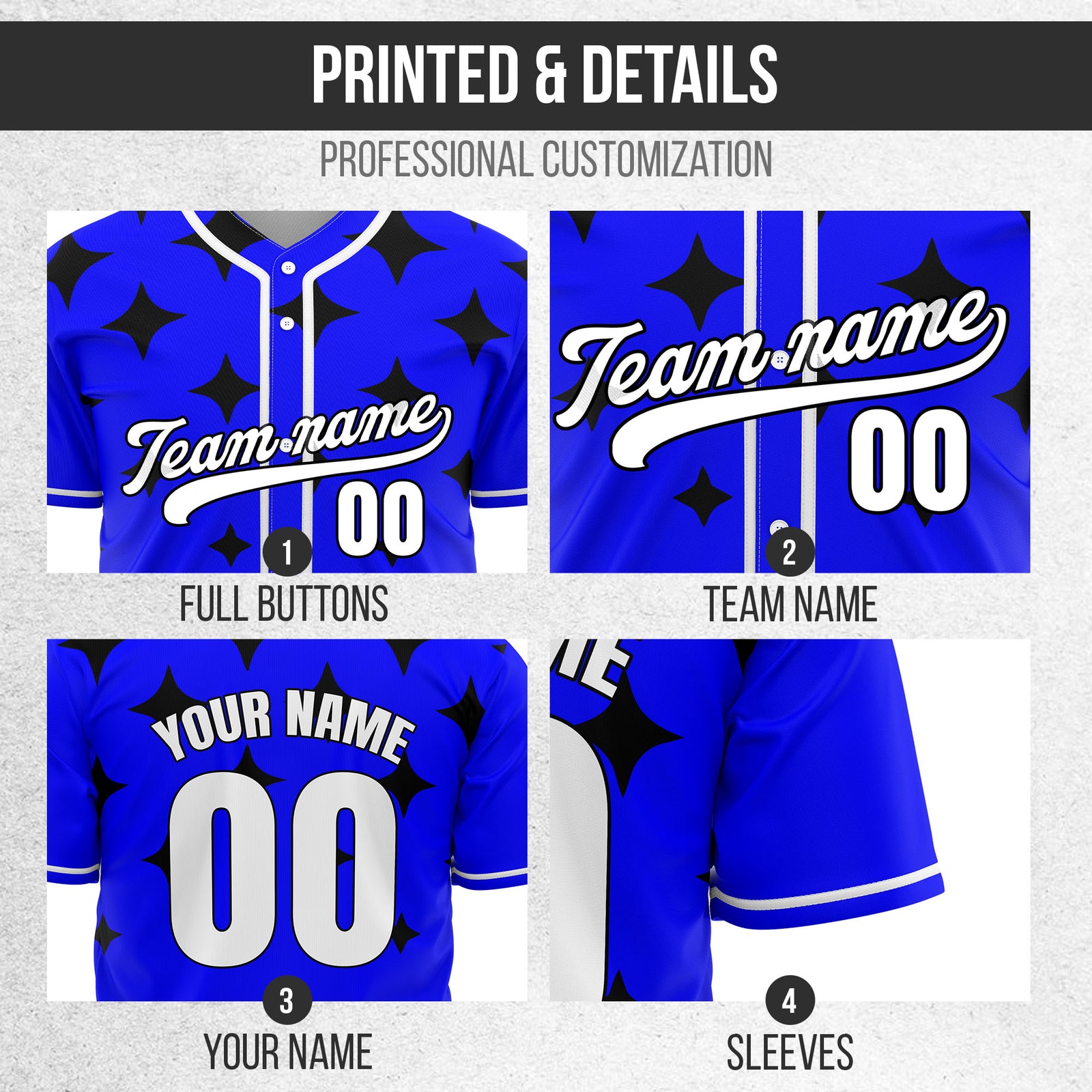 Custom Starlight Blue Baseball Sports Jersey Personalized Uniform with Name & Number