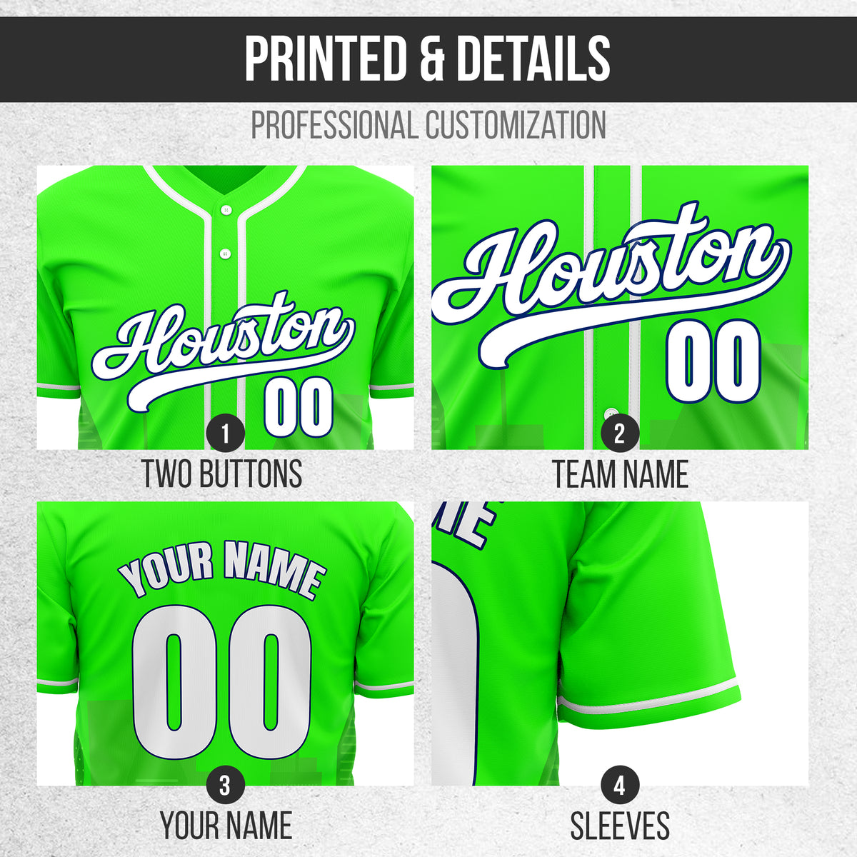 Custom City Pulse Neon Green Baseball Sports Jersey Personalized Uniform with Name & Number