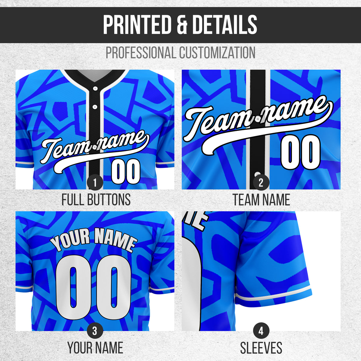 Custom Shadow Rebels Blue Baseball Sports Jersey Personalized Uniform with Name & Number